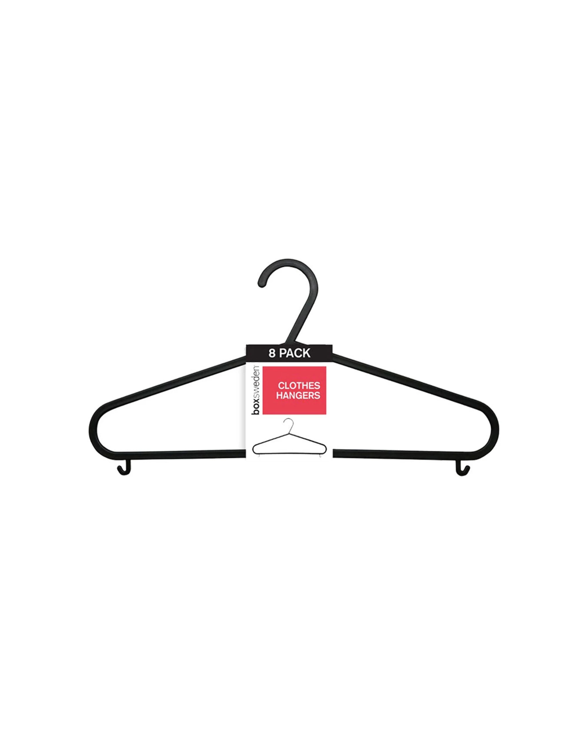 1 8pc Boxsweden Clothes Hangers Wardrobe Closet Clothing Hanger Organiser Black
 - Black, 1 of 3