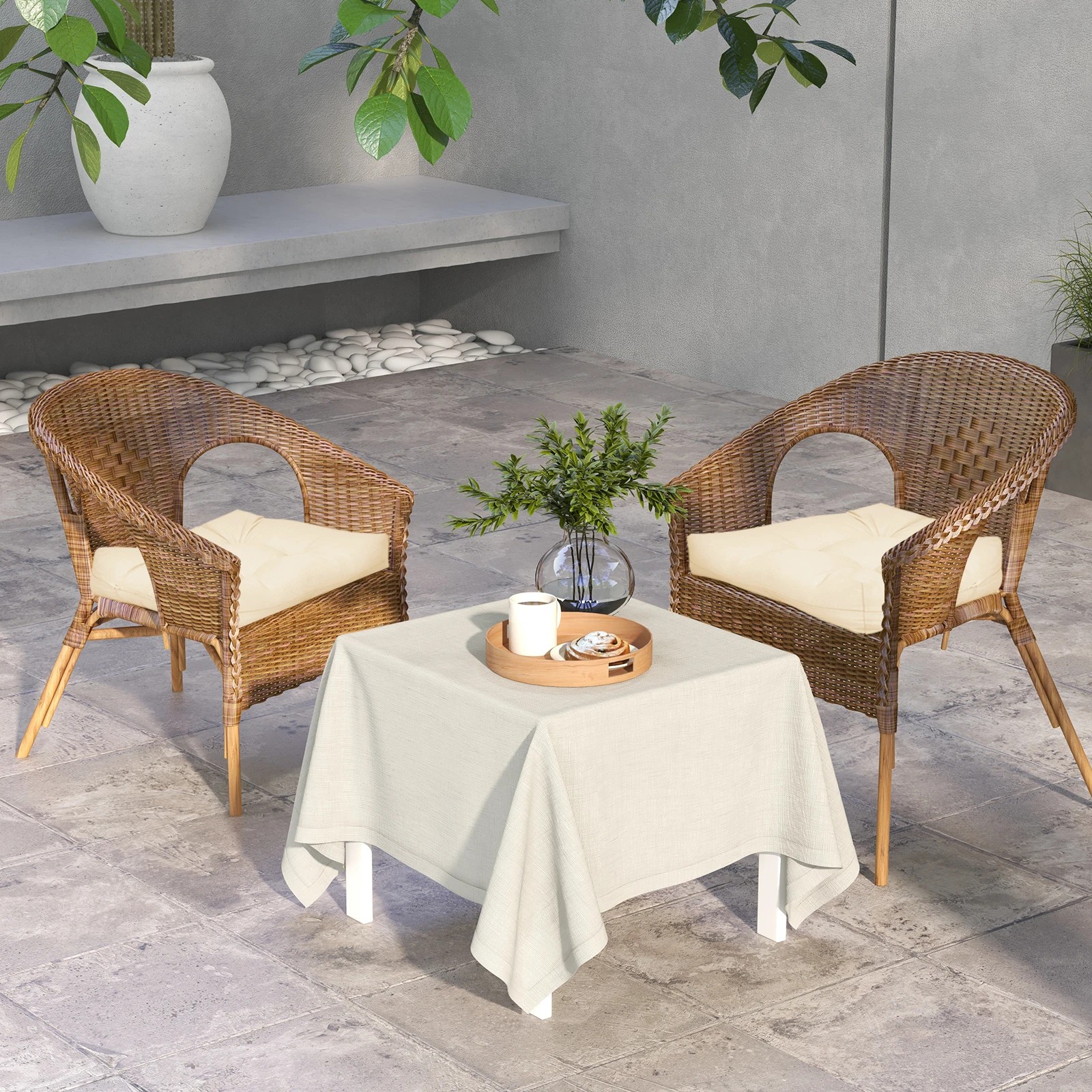 2 Costway 2x 53x53cm Patio Cushions Seat Cushions Garden Square Chair Cushion Indoor/Outdoor - Beige, 2 of 4