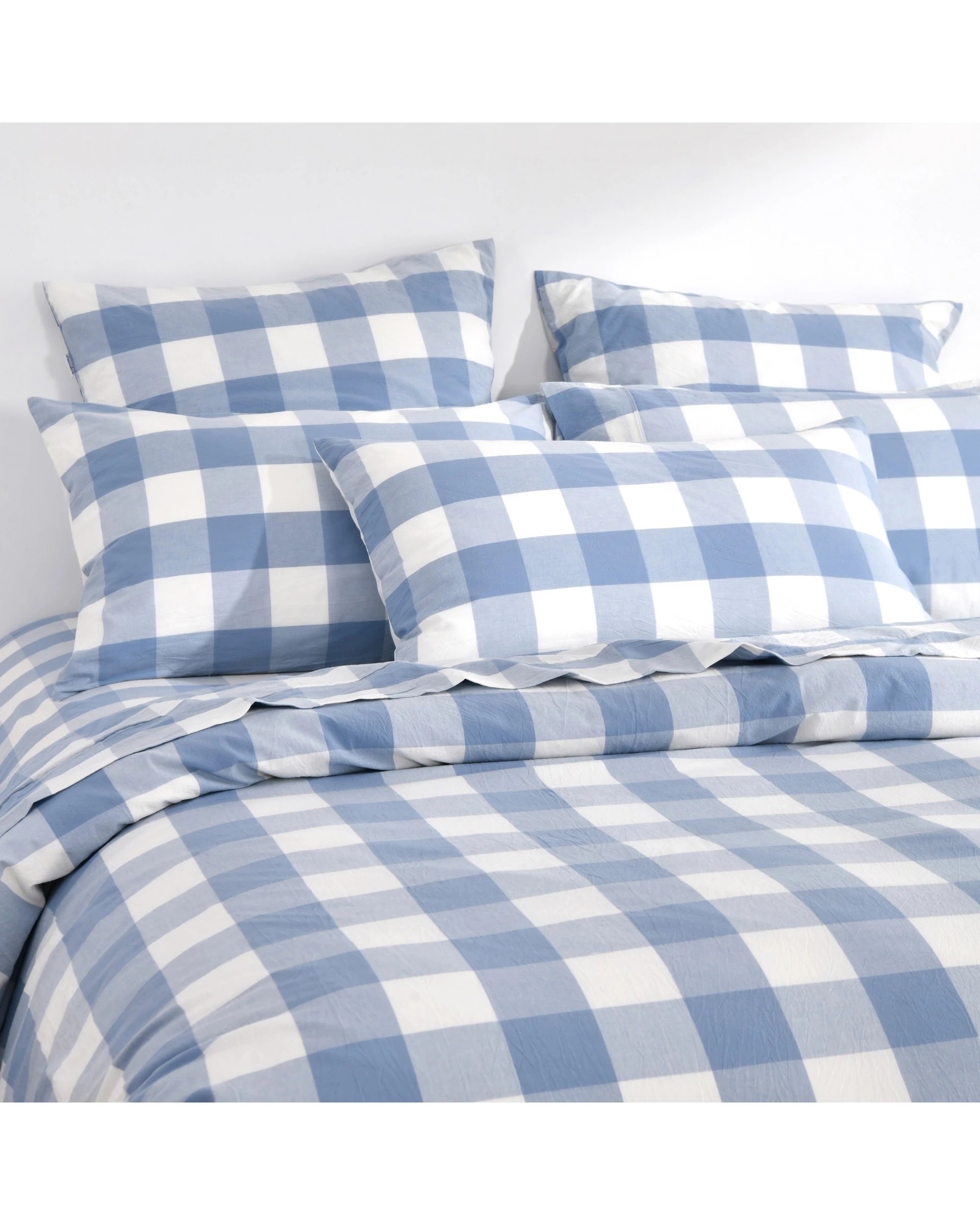 2 Dreamaker Remy Yarn Dyed Washed Cotton Checkered Quilted Cover Set - Super King Bed - Cornflower, 2 of 7