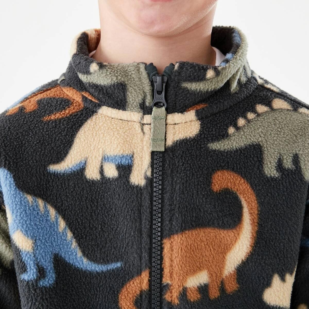 5 Fleece Zip Through Sweatshirt Gry Dino, 5 of 9