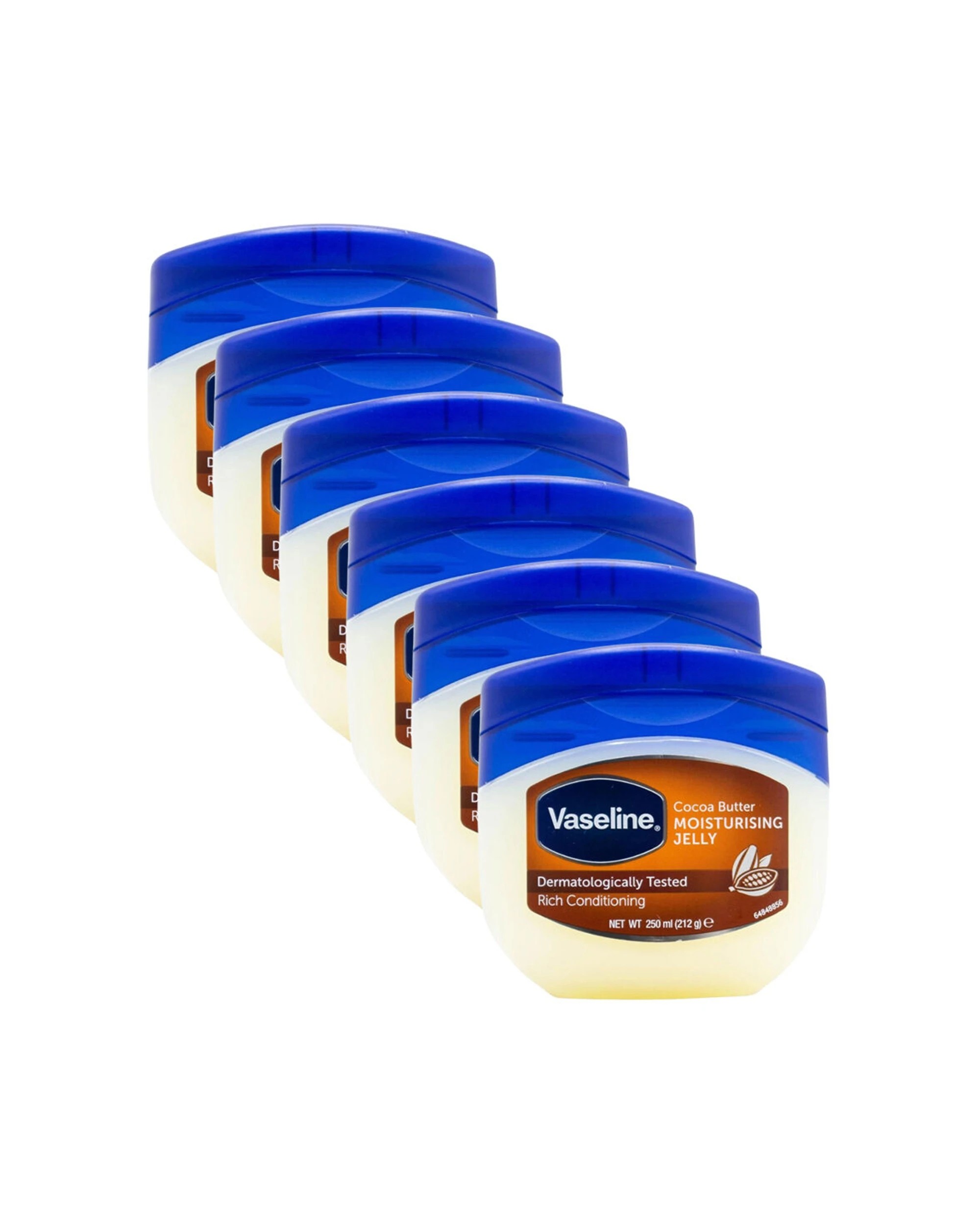 1 Vaseline Moisturising Jelly Rich Conditioning Care Cocoa Butter 6PK 250ml - Brown, 1 of 3