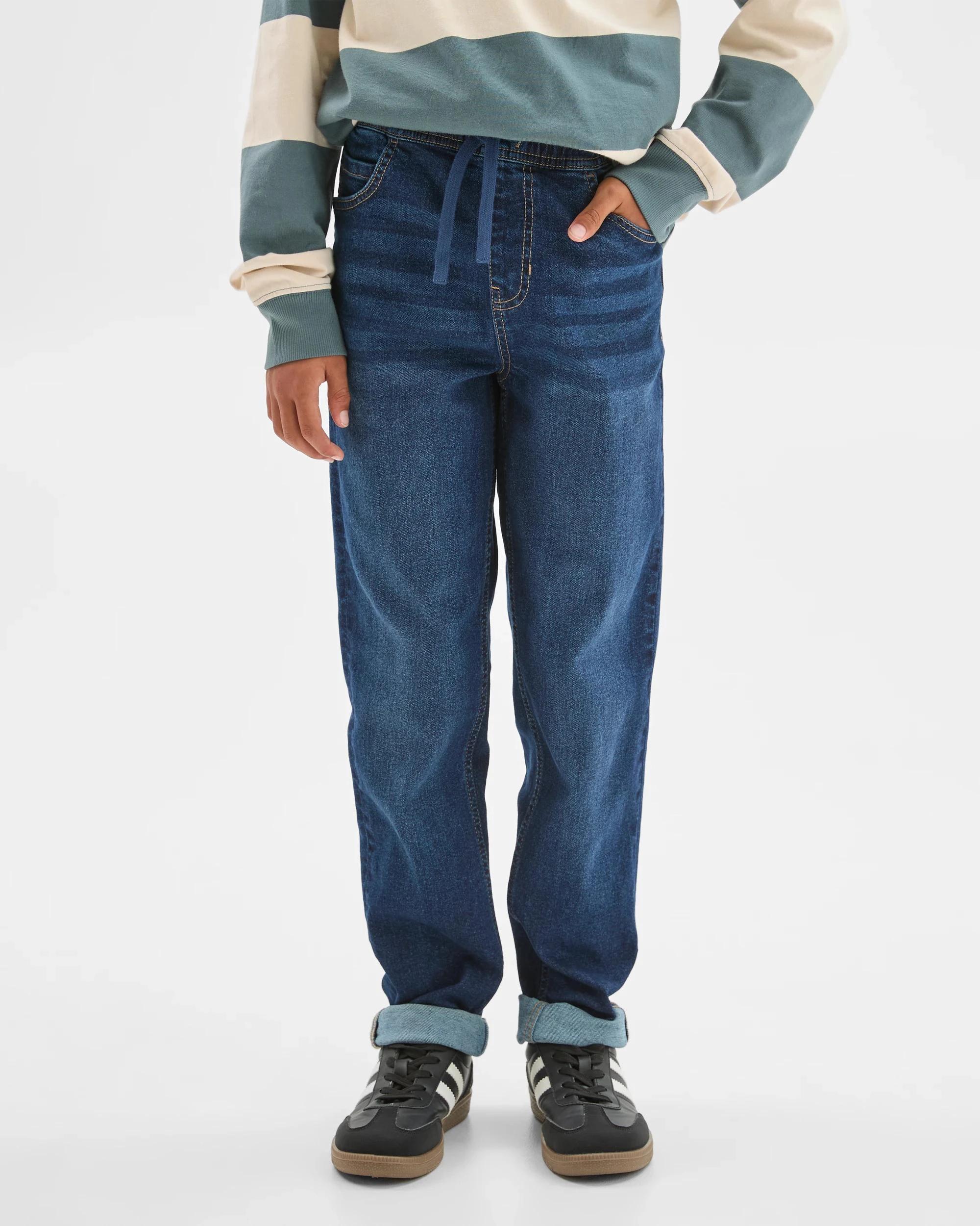 5 Target Kids Elastic Waistband Straight Fit Denim Jeans DARK WASH, 5 of 6