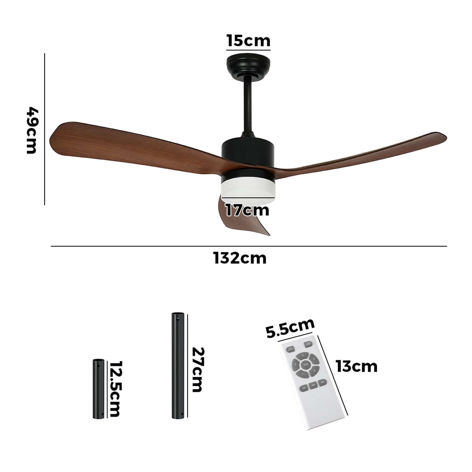 2 Vevare 52" Ceiling Fan With LED Light DC Motor 5 Speed Fans Remote Control - Multi, 2 of 10