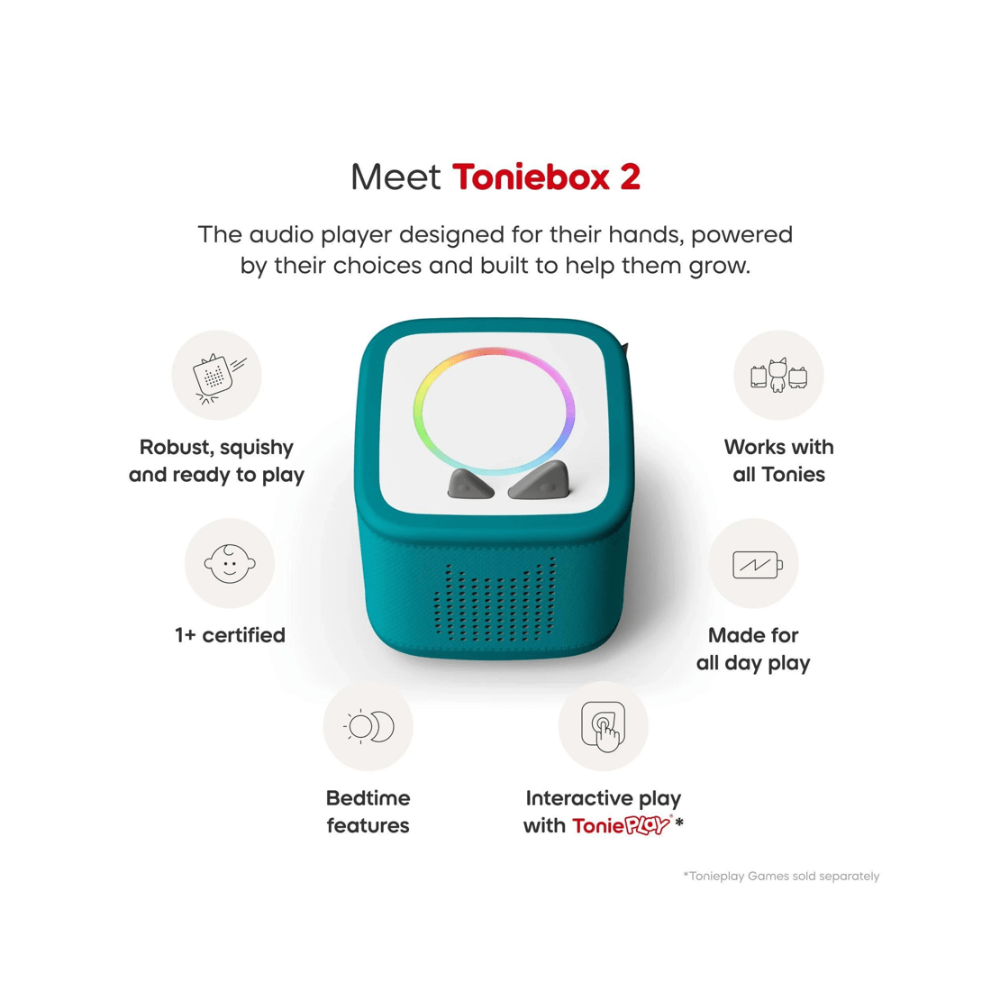 4 Tonies - Toniebox 2 Starter Set with Creative Tonie Rubie - Tropical Teal - Multi, 4 of 7