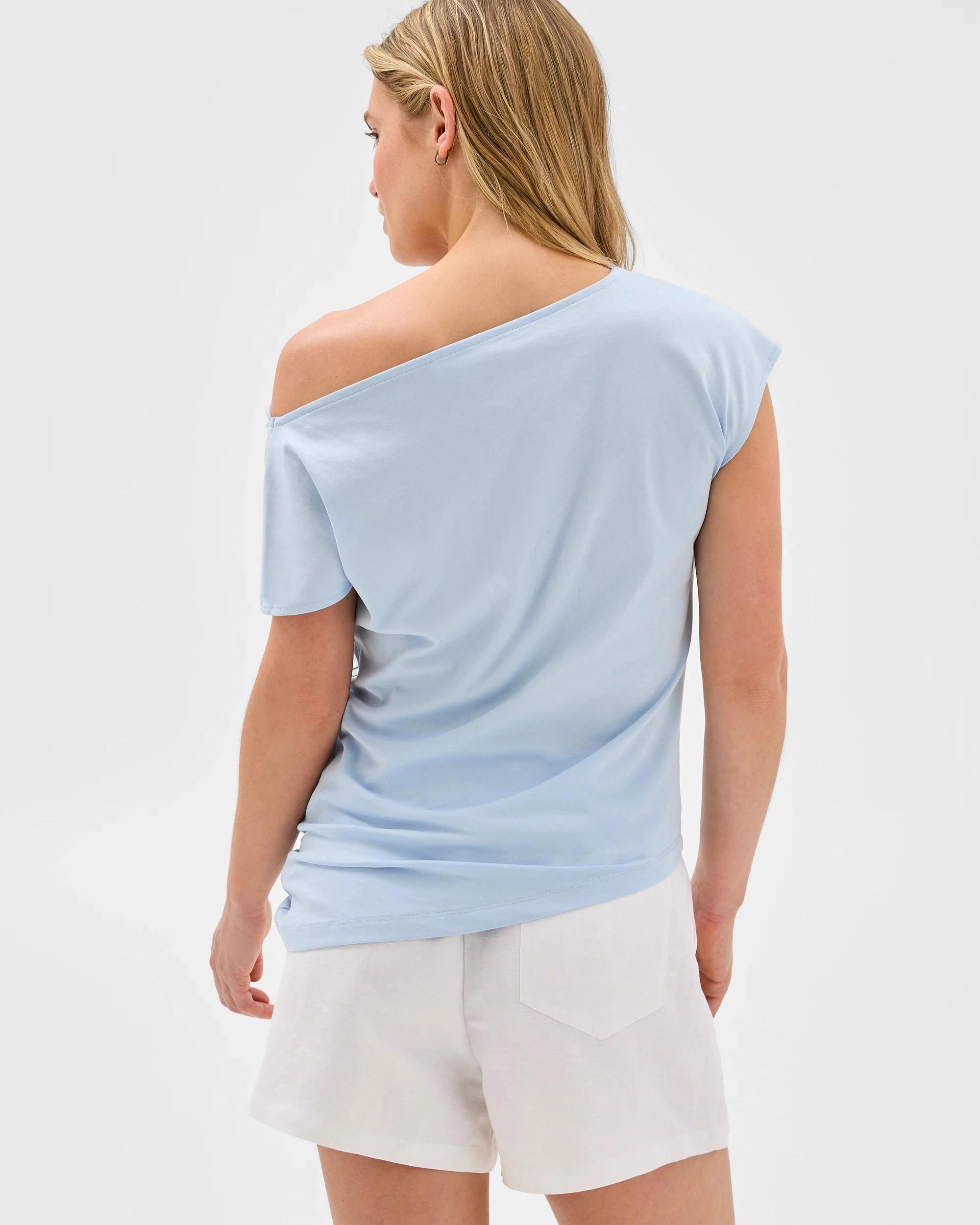 5 Australian Cotton Blend Slouchy Asymmetrical T-Shirt - Lily Loves KENTUCKY BLUE, 5 of 6