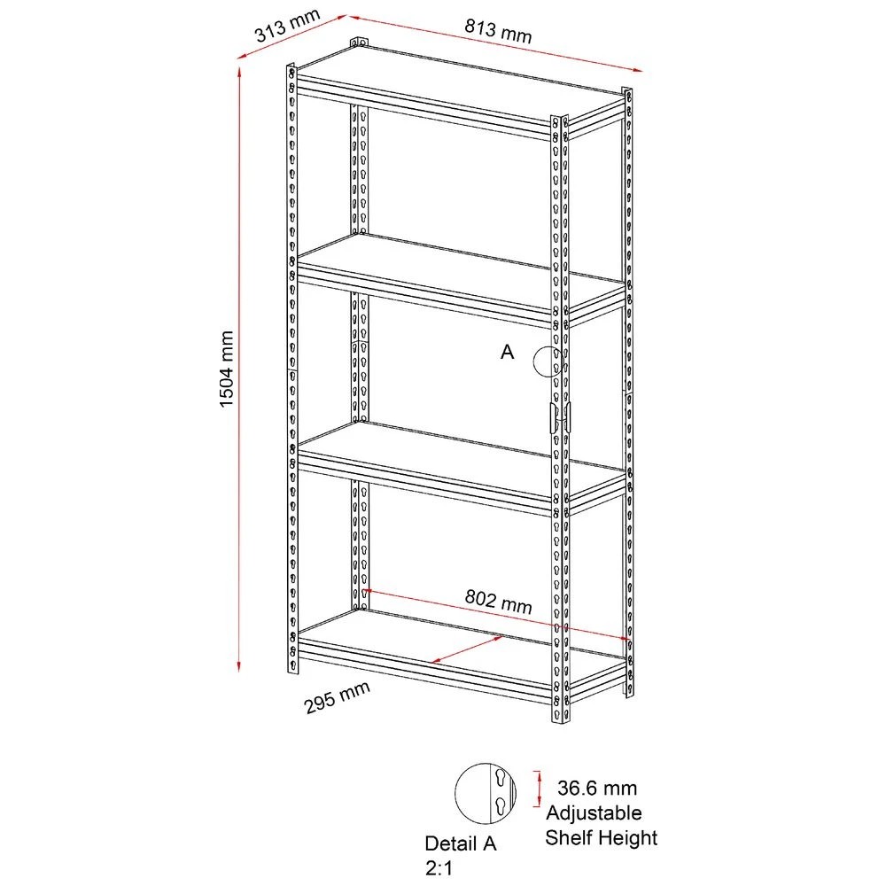2 Hammerfast 4 Shelf Boltless Shelving System Shelves Home Office Storage, 2 of 9
