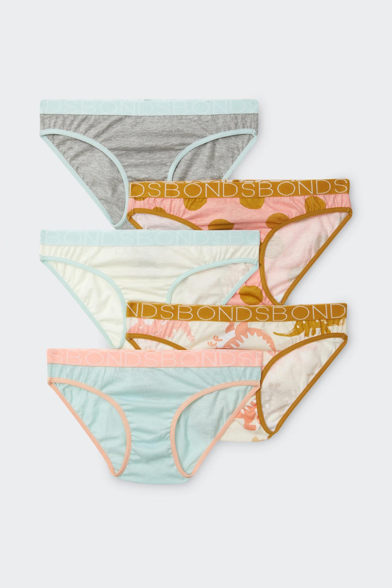 1 Bonds 5 Pack Girls Bikini Briefs SLEEPY DINOSAUR, 1 of 4