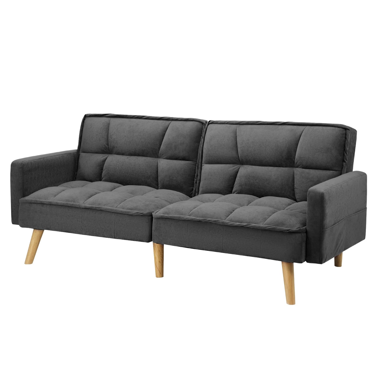 1 Oikiture Sofa Bed Futon Convertible Velvet Lounge Couch 3-seater Recliner
 - Grey, 1 of 10