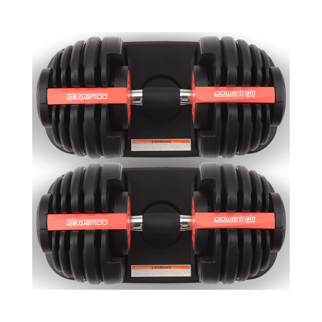8 Powertrain 48kg Adjustable Dumbbells Set Home Gym Exercise Free Weights Stand - Red, 8 of 8