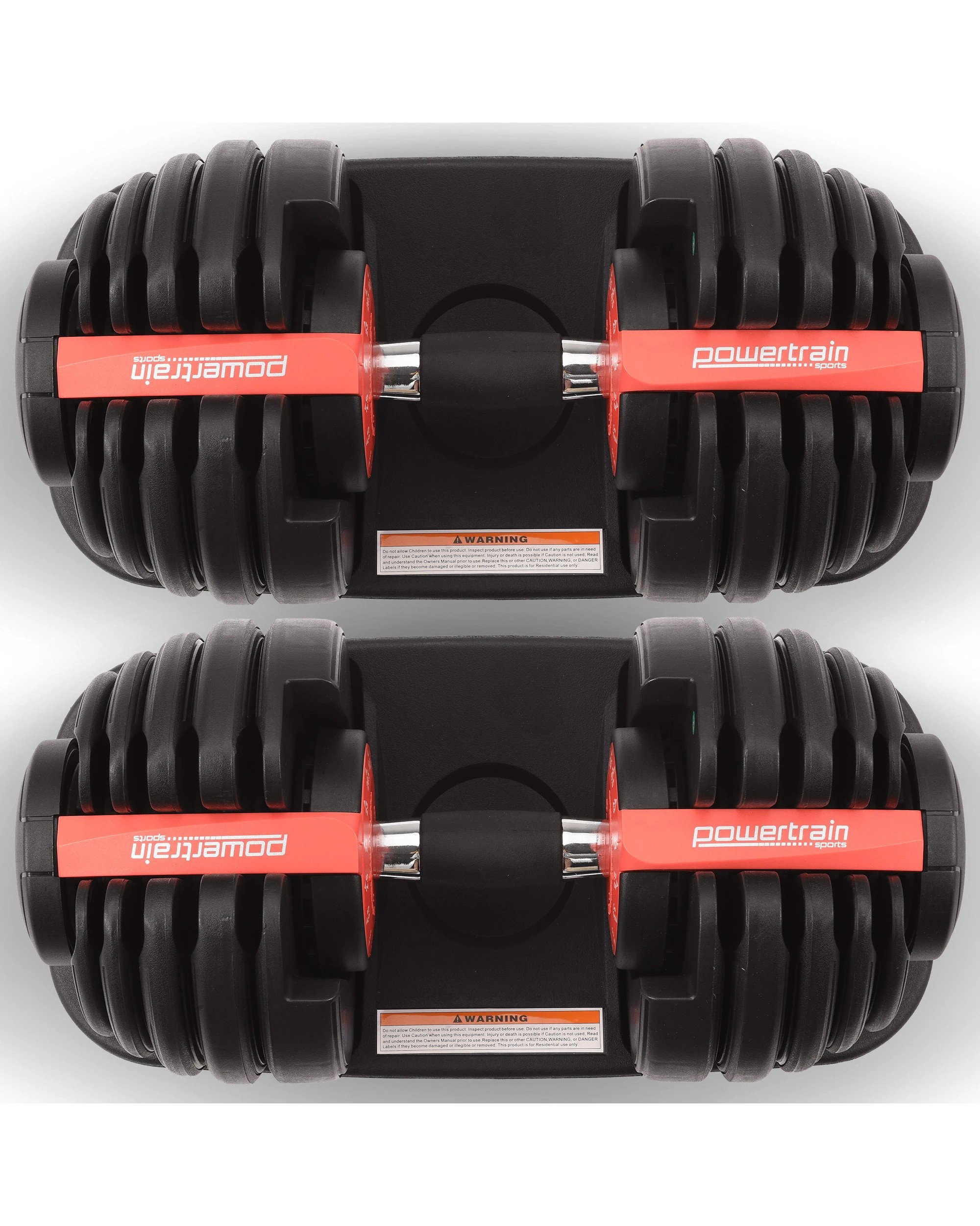 8 Powertrain 48kg Adjustable Dumbbells Set Home Gym Exercise Free Weights Stand - Red, 8 of 8