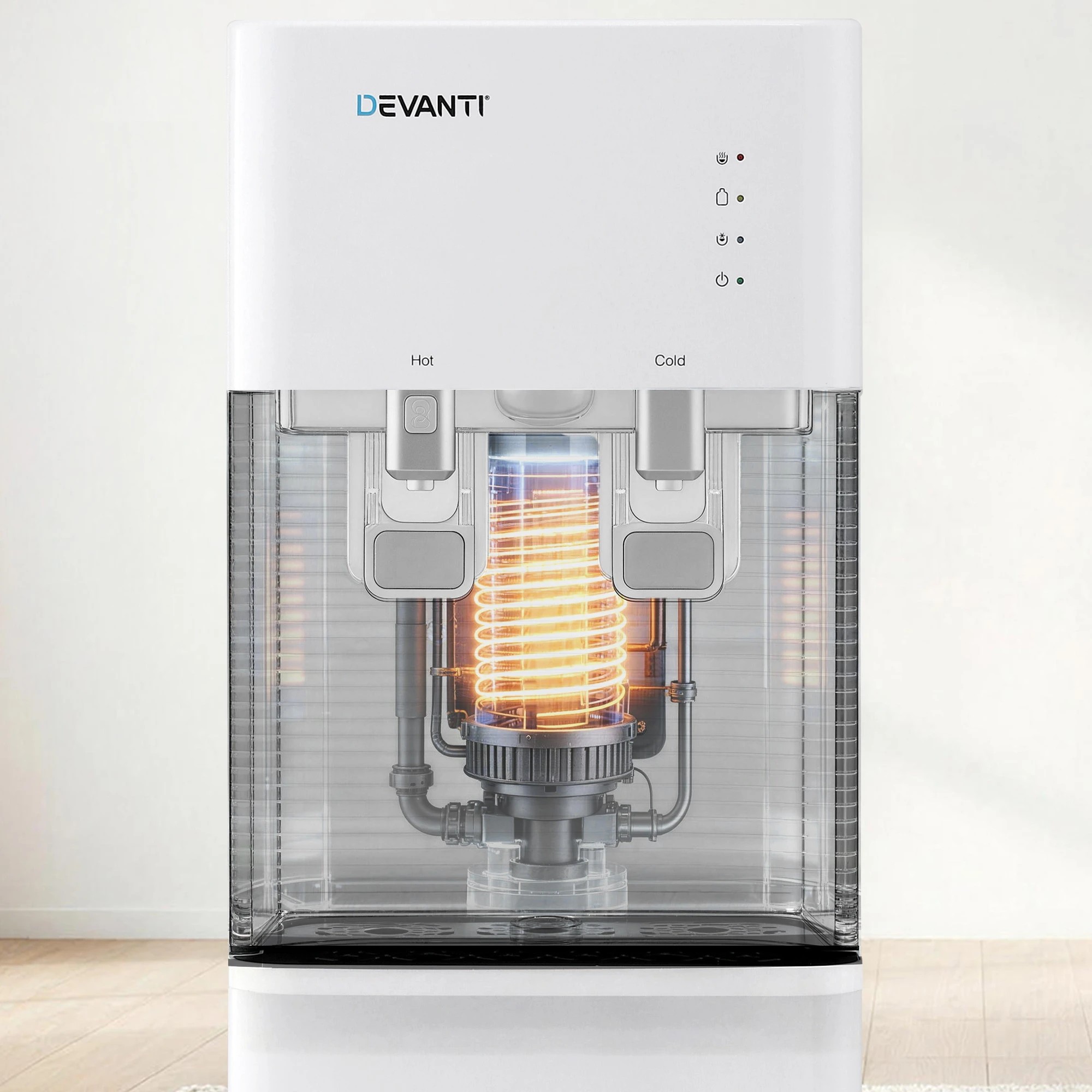5 Devanti 2 Taps Water Cooler Dispenser Bottom Loading Dispenser Chiller Filter - White, 5 of 9