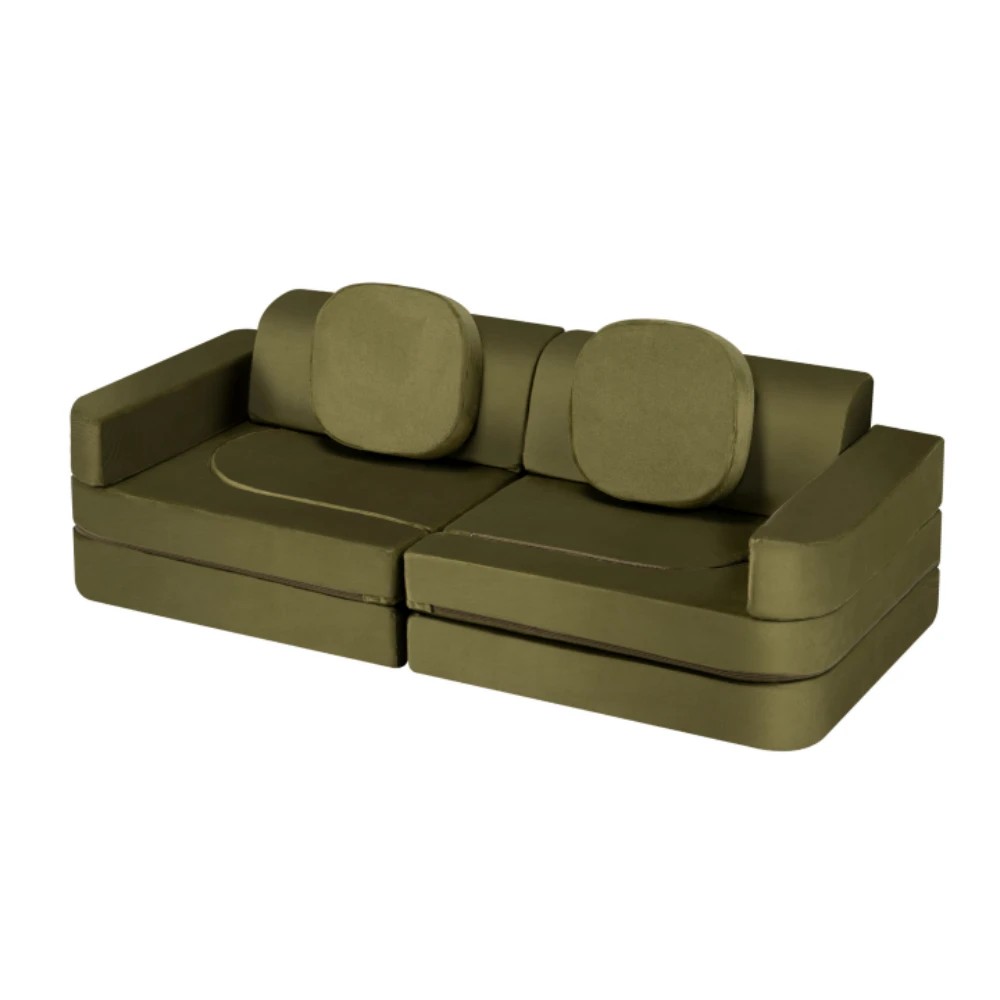 1 Playpals 12PCS Modular Kids Sofa Play Couch DIY Child Foam Playset Dark - Green, 1 of 3