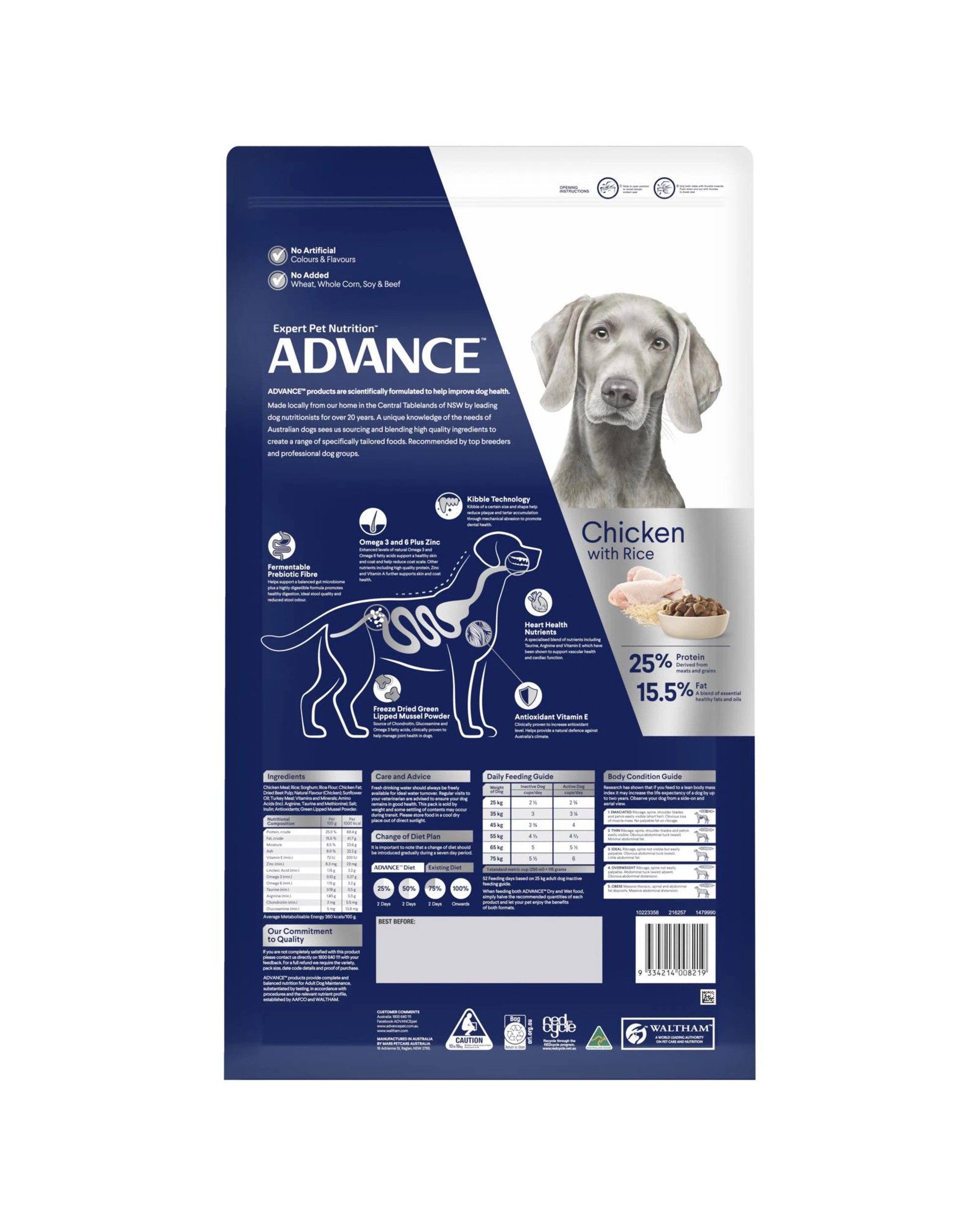 3 Advance Adult Large Breed Dry Dog Food Chicken w/ Rice 15kg, 3 of 3