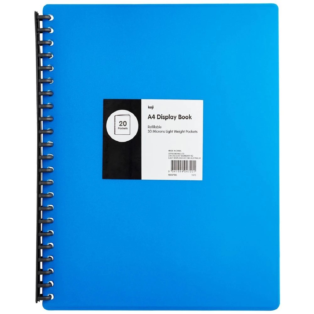 1 Keji Display Book A4 20 Pocket Refillable Light Weight Blue, 1 of 5