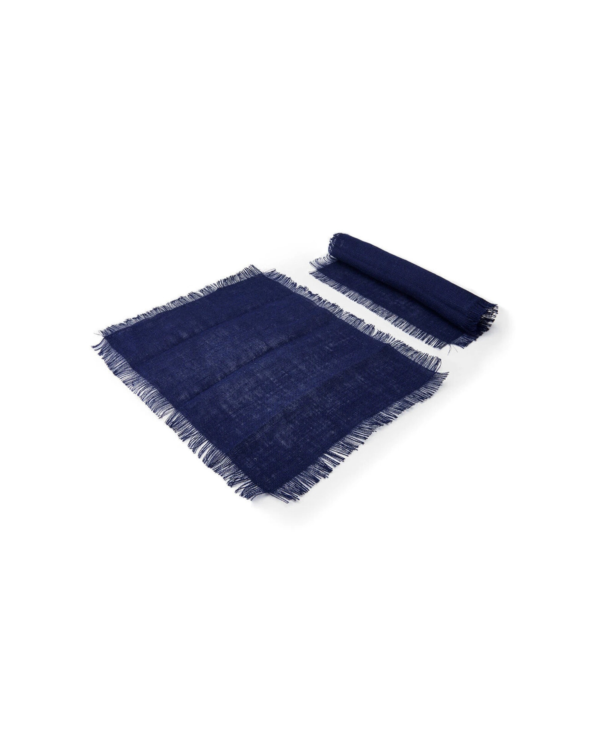 5 Mikasa 4pc Rectangle Jute Placemats Set Rustic Frayed Edges Durable - Blue, 5 of 7