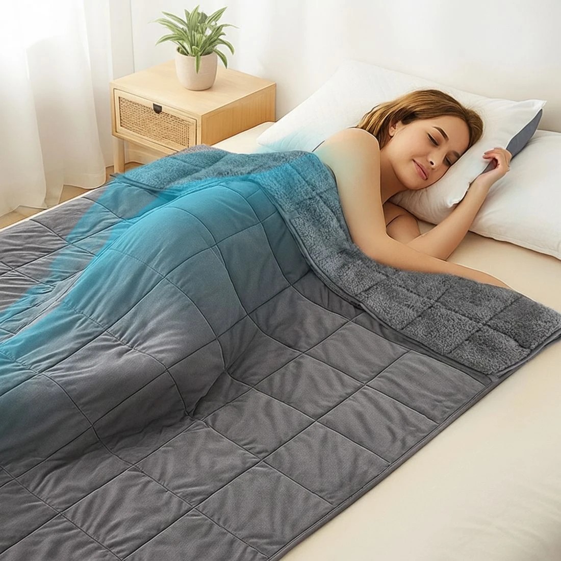 8 Giselle 5.5KG Weighted Blanket Adults Kid Anti Anxiety Gravity Blankets Sherpa - Grey, 8 of 9