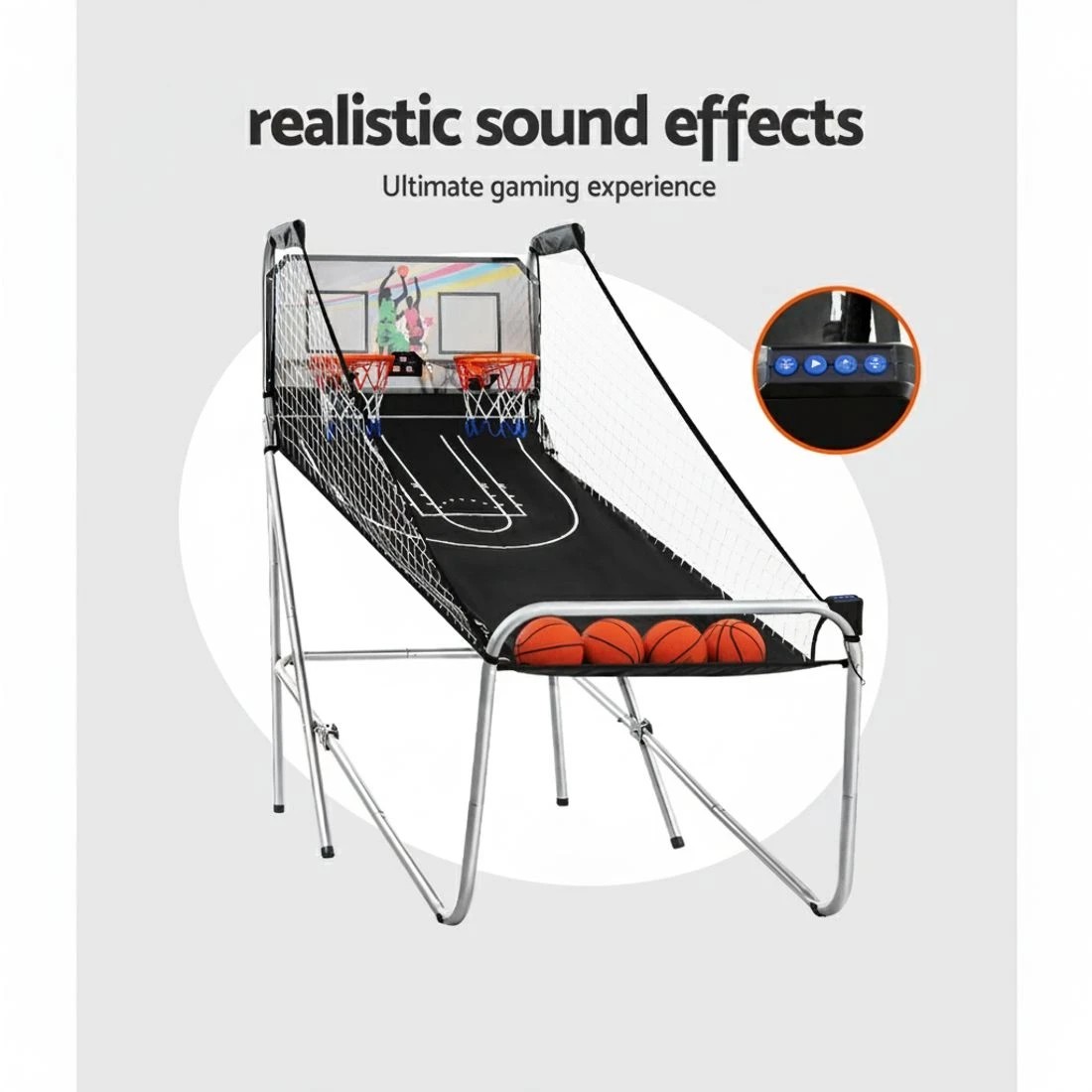 2 Basketball Arcade Game Electronic Scorer 8 Games Double Shoot - Grey, 2 of 4