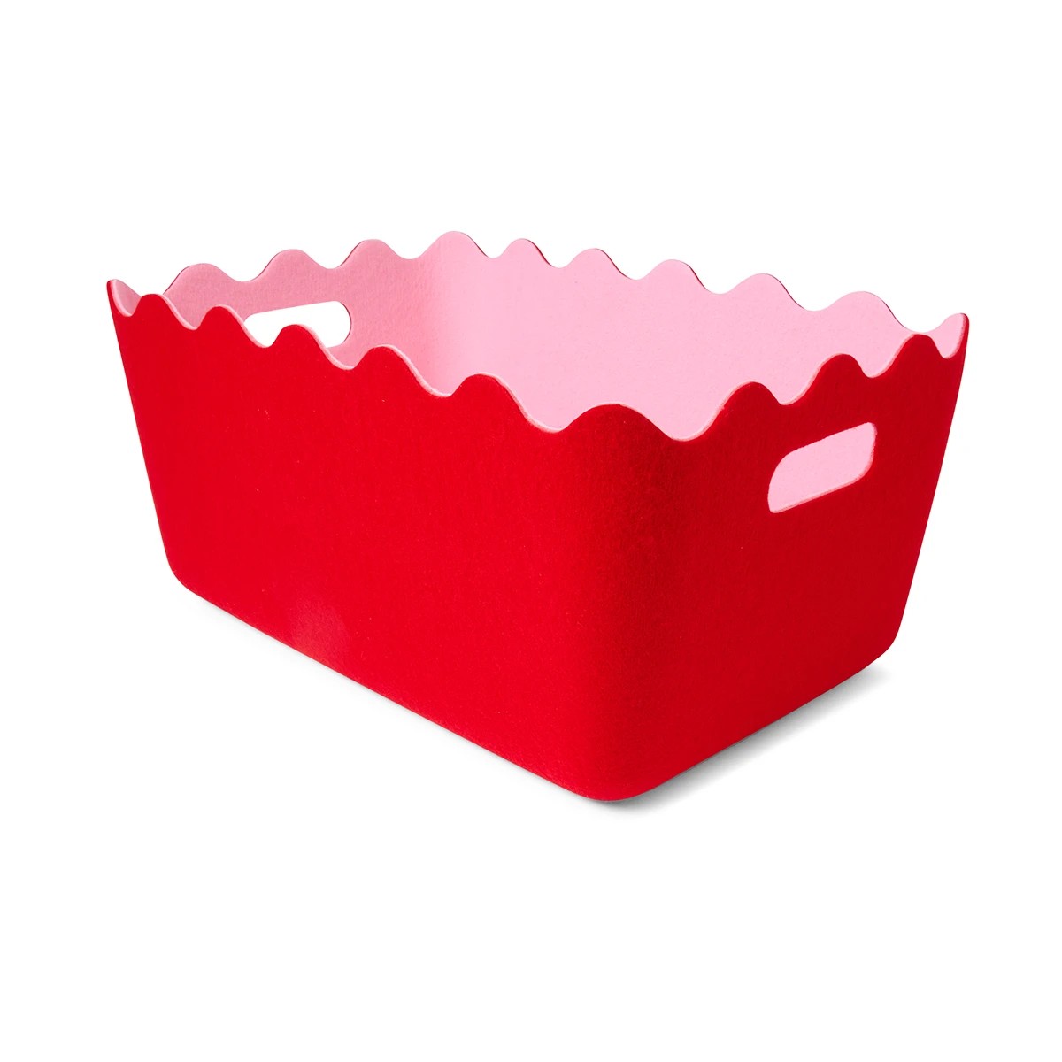 2 Two Tone Wave Felt Basket - Red, 2 of 7