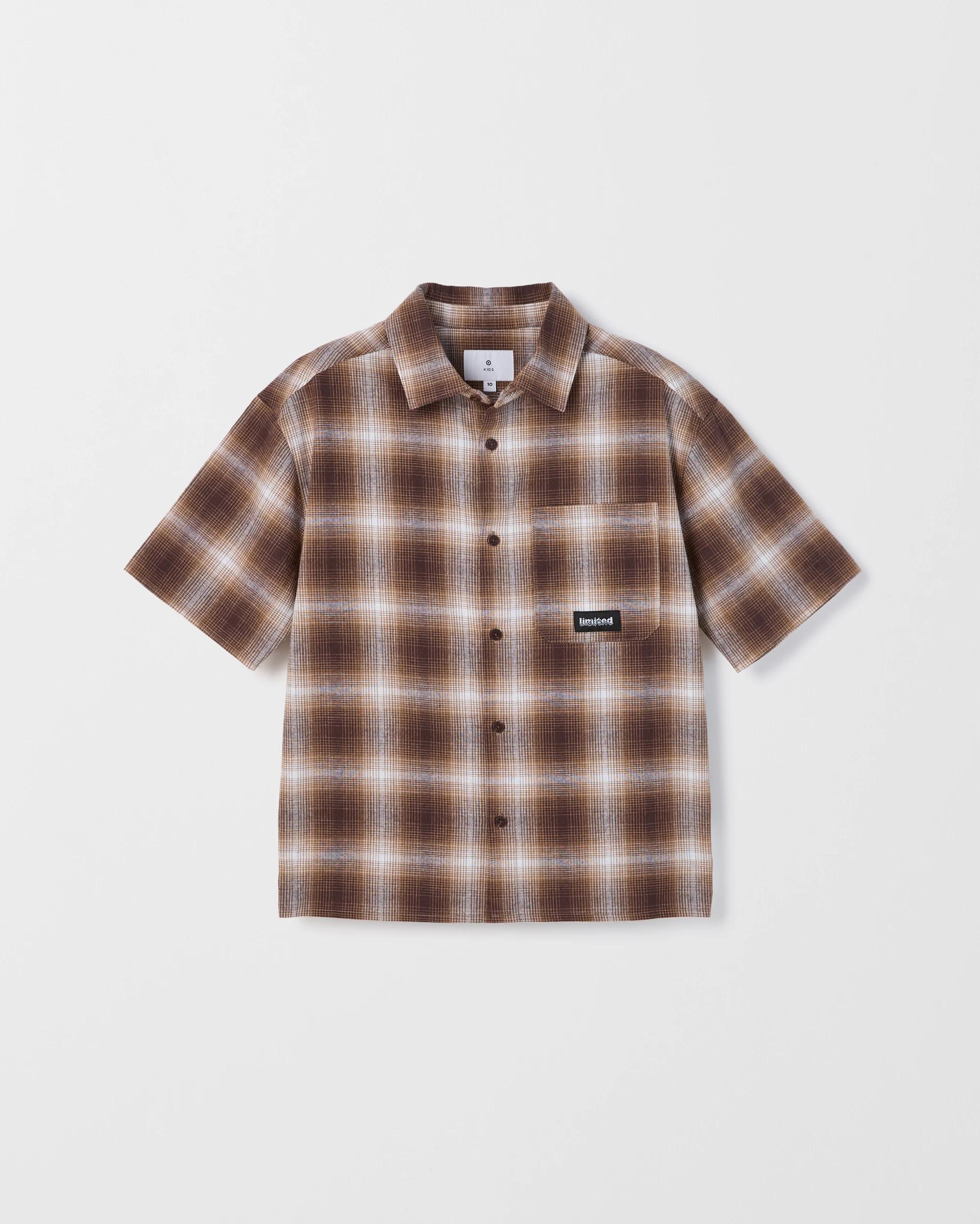 5 Target Kids Australian Cotton Short Sleeve Check Shirt BROWN, 5 of 6