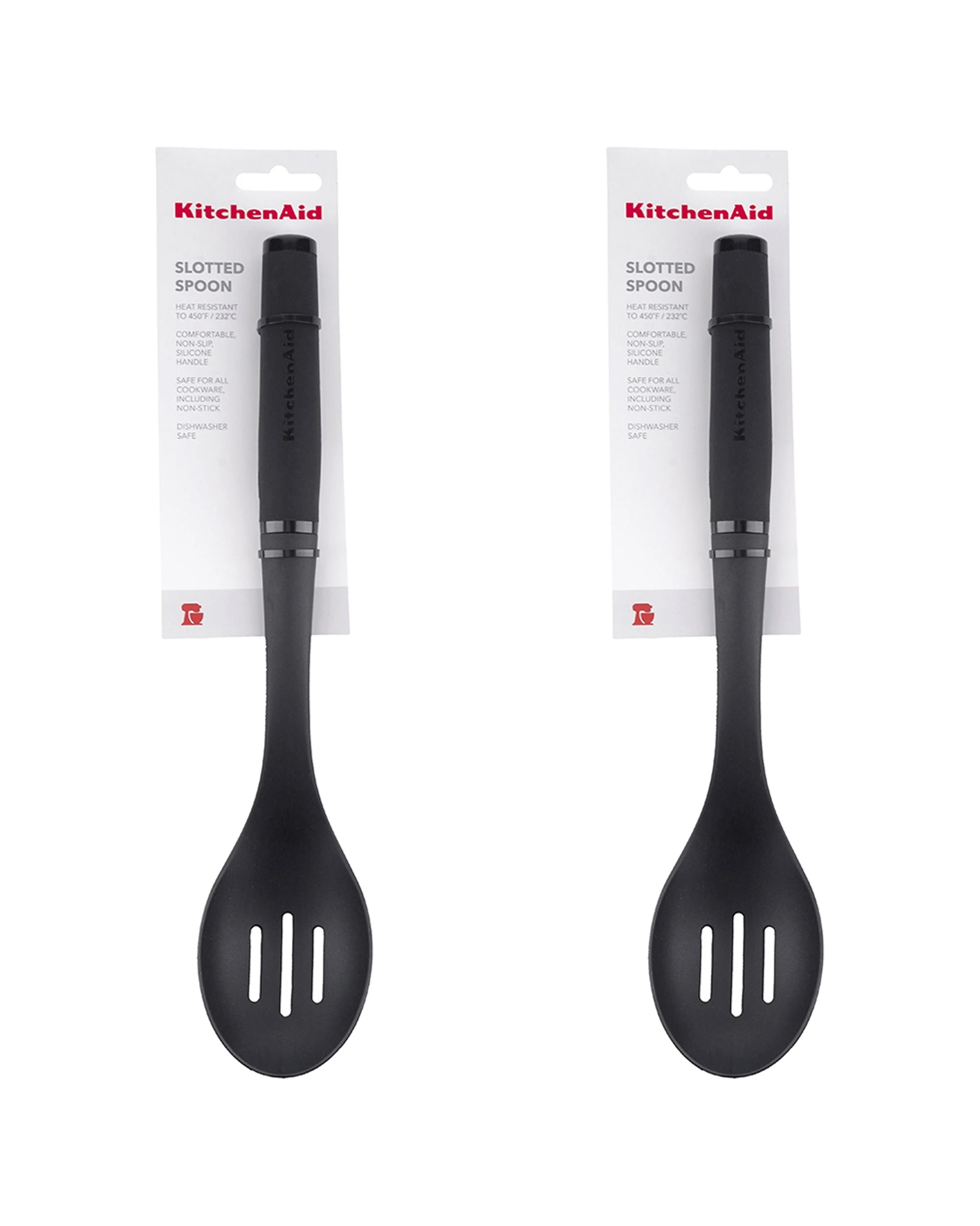 1 KitchenAid 2PK Nylon Soft Touch Slotted Spoon Heat Resistant Non-Slip - Black, 1 of 3