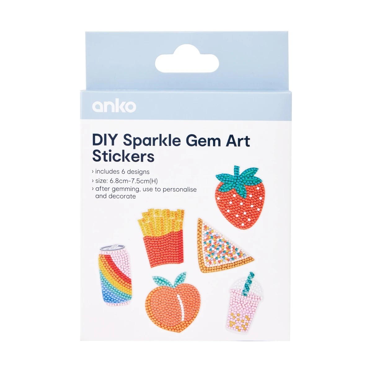 1 6 Pack DIY Sparkle Gem Art Stickers - Food, 1 of 3