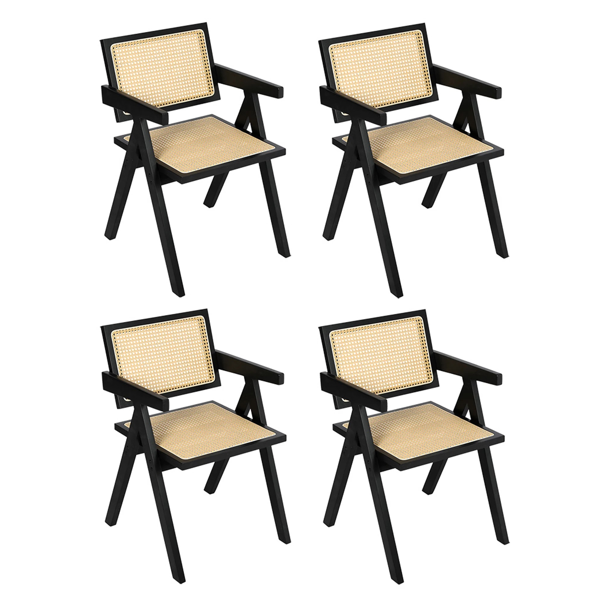 1 Levede 1 Set Of 4 Rattan Dining Chair - Black, 1 of 7