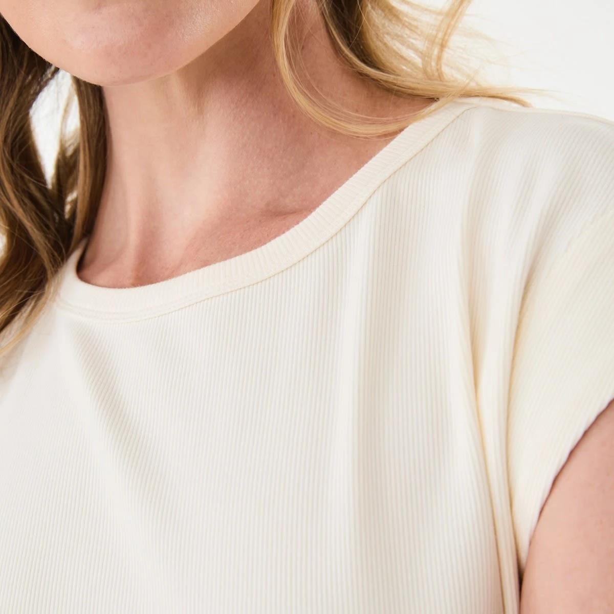 7 Short Sleeve Knit Woven V-Waist T-shirt Midi Dress Bge Cream, 7 of 7