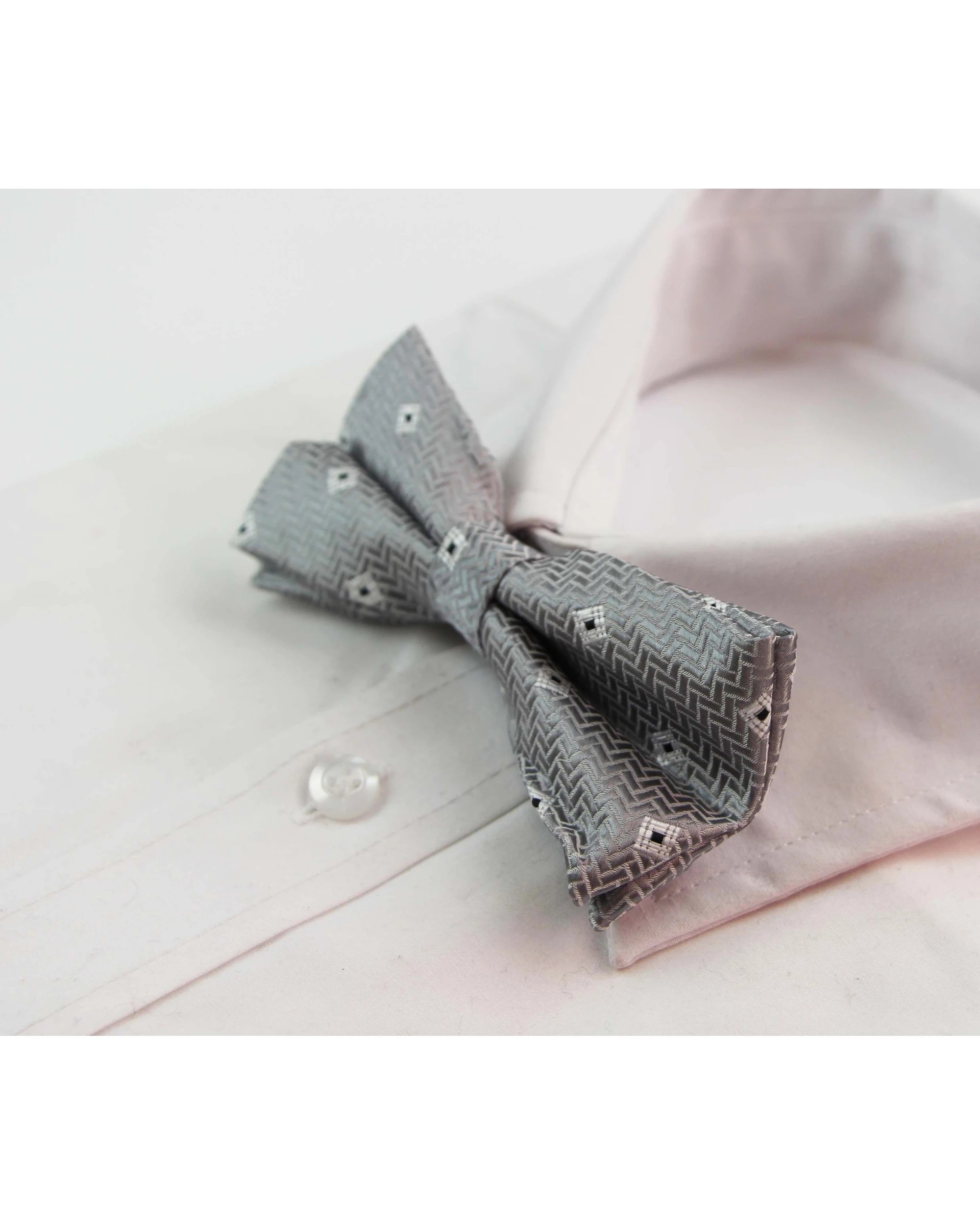 1 Zasel Mens Silver Patterned Bow Tie - Multi, 1 of 4