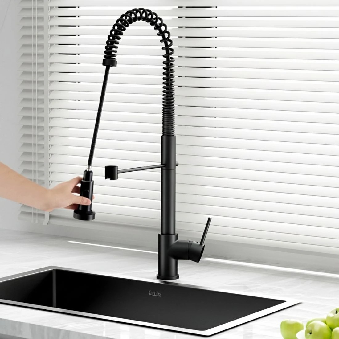 4 Cefito Stainless Steel Sink 70x45CM With Pull Out Mixer Tap Kitchen Basin Single Bowl - Black, 4 of 4