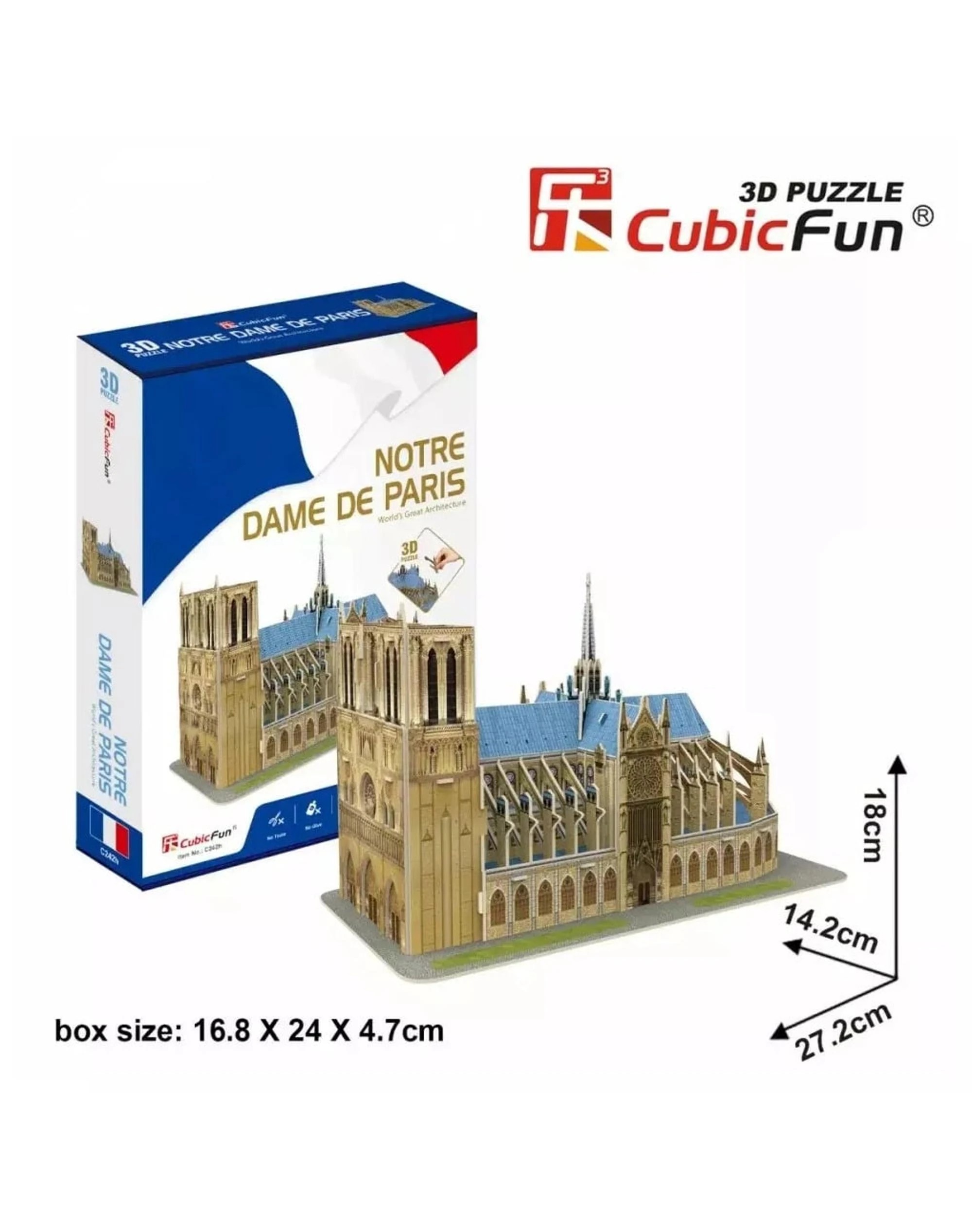 5 CubicFun Notre Dame de Paris 53 Piece 3D Model Kit, 5 of 5
