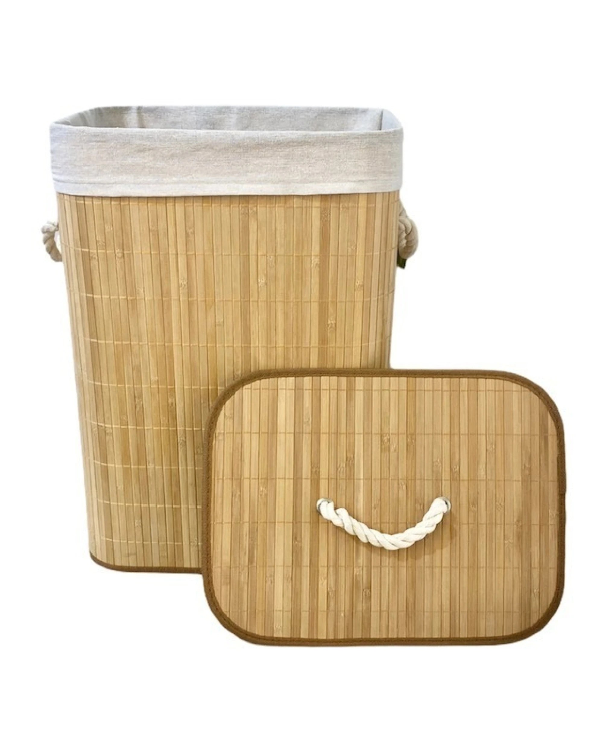 3 BR Home BR Home Collapsible Bamboo Laundry Basket in White, 3 of 3