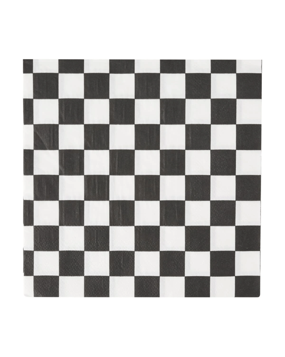 20 Piece Black and White Checkered Paper Napkins