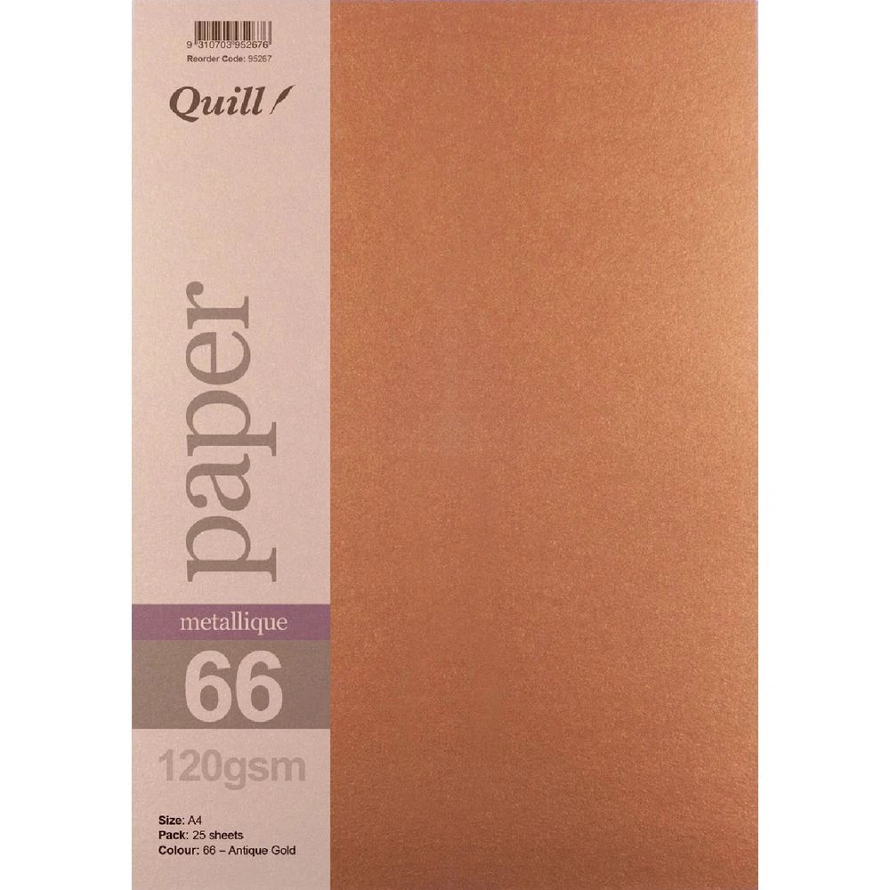 1 Quill A4 Paper Metallique Antique Gold 25 Pack, 1 of 1