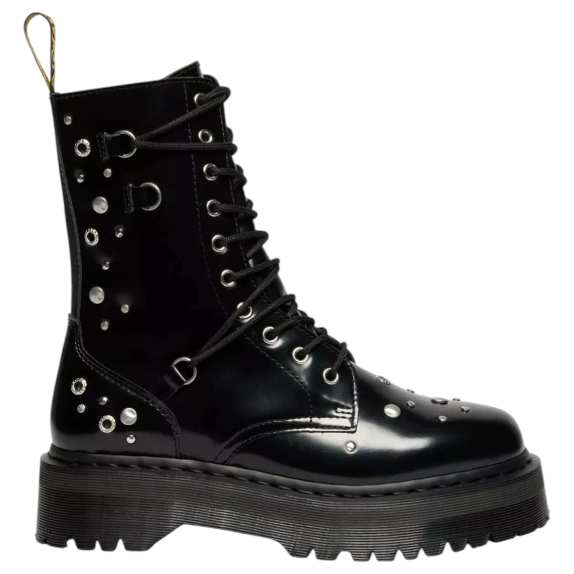 2 Dr. Martens Womens Jadon Hi Studded Boots Lace Up Shoes BLACK, 2 of 7