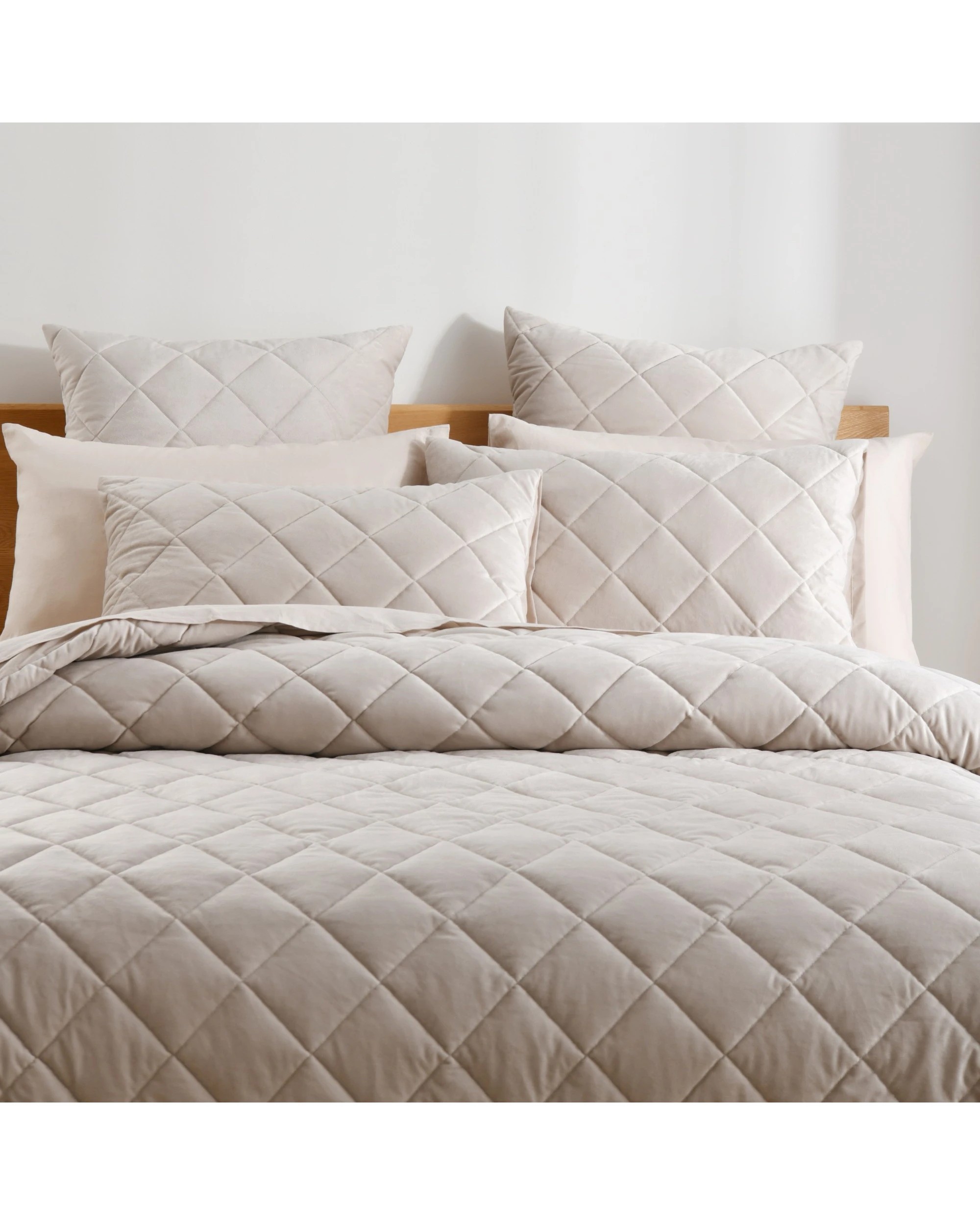 9 Dreamaker Haven Quilted Quilt Cover Set - Queen Bed - Stone, 9 of 9