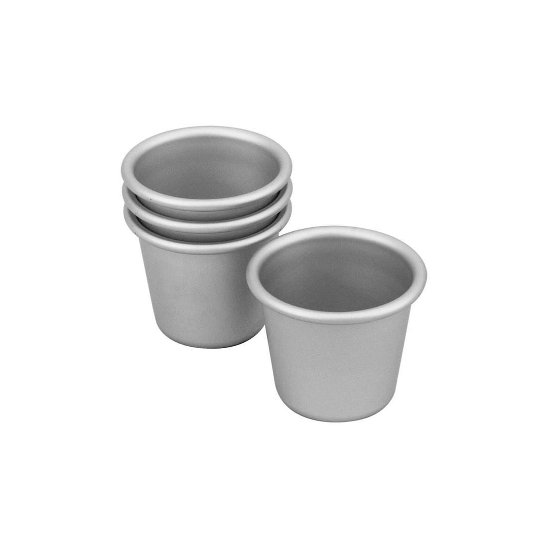 1 Bakemaster 4 Pack Dariole Moulds 6x5.5cm Anodised Aluminium Oven Safe To 220c
 - Silver, 1 of 3