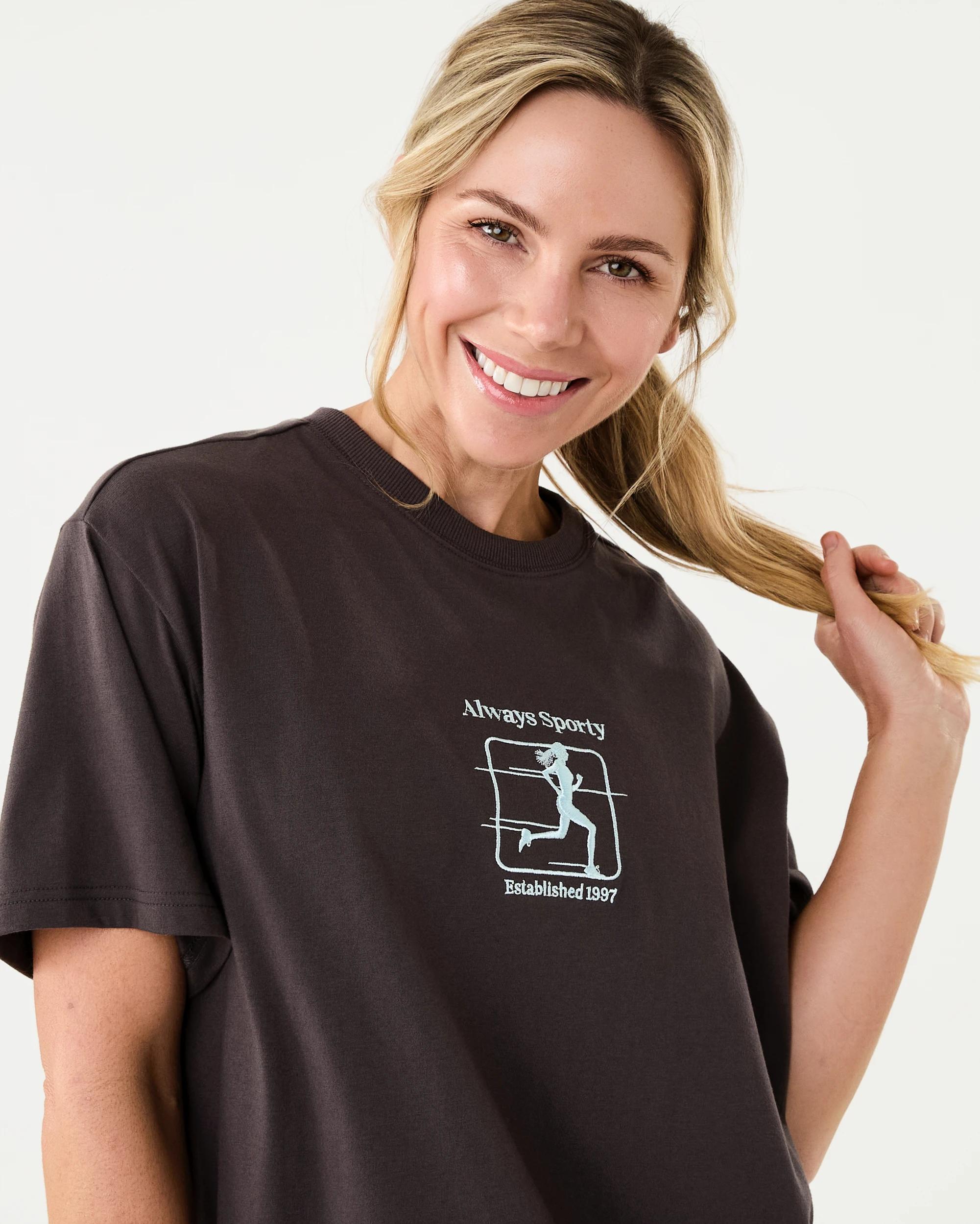 4 Active Womens Oversized Gym T-shirt Espresso, 4 of 8