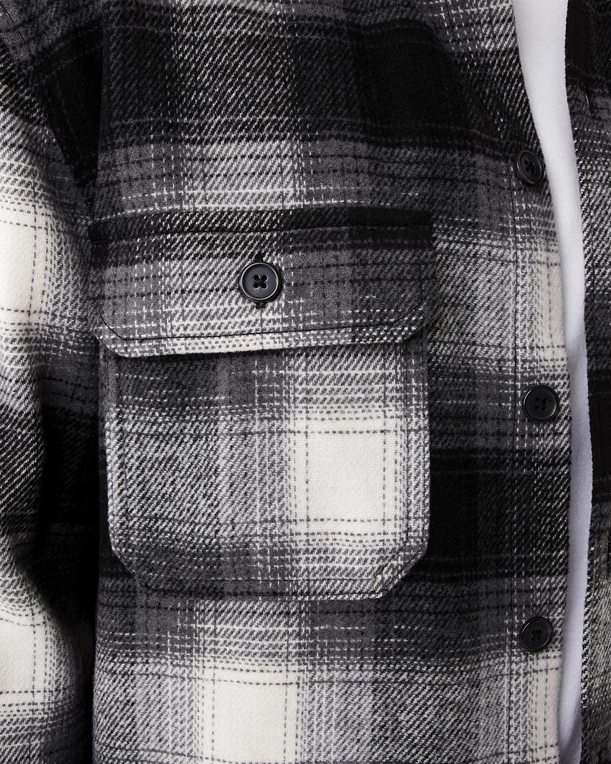 7 Long Sleeve Check Overshirt Blk Check, 7 of 9