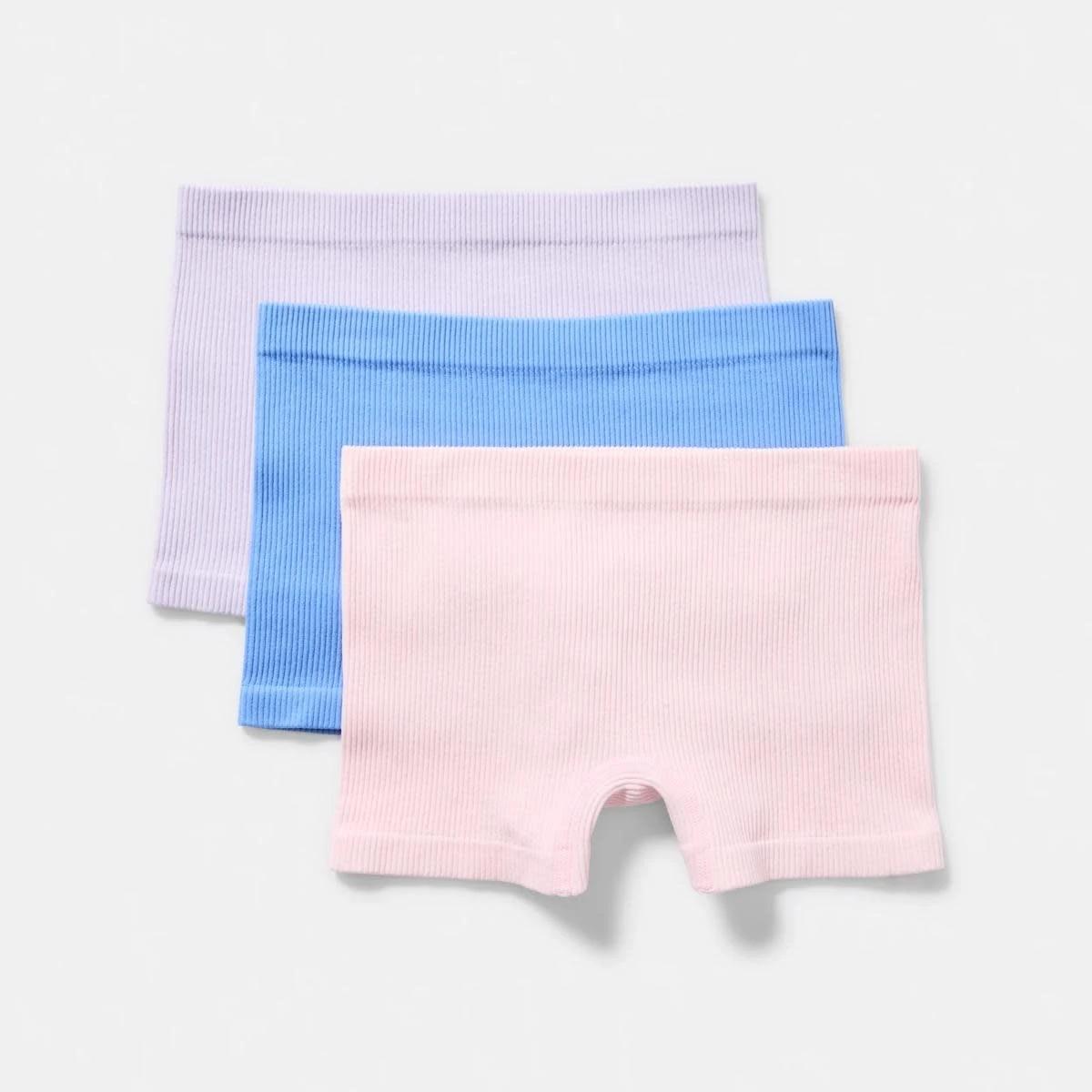 1 3 Pack Rib Seamfree Shorties PINK, BLUE, 1 of 5