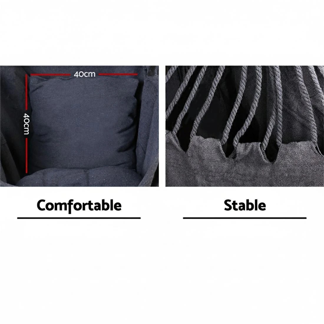 5 Gardeon Hammock Chair Outdoor Camping Hanging Hammocks Cushion Pillow - Grey, 5 of 7