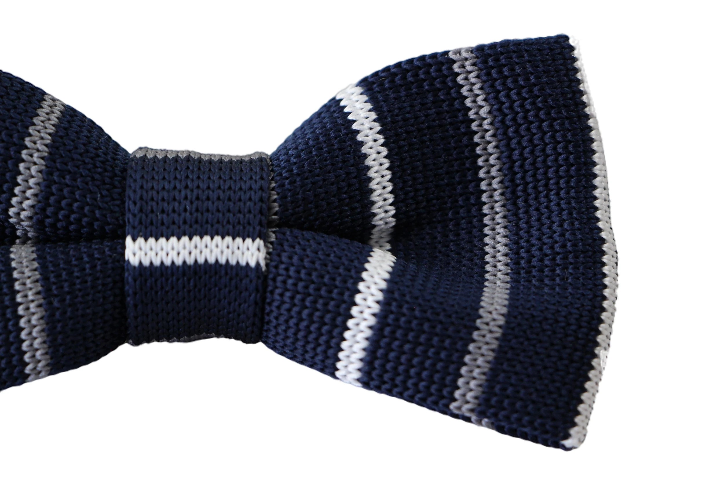 2 Zasel Mens Navy With White & Grey Thin Stripes Knitted Bow Tie - Multi, 2 of 4