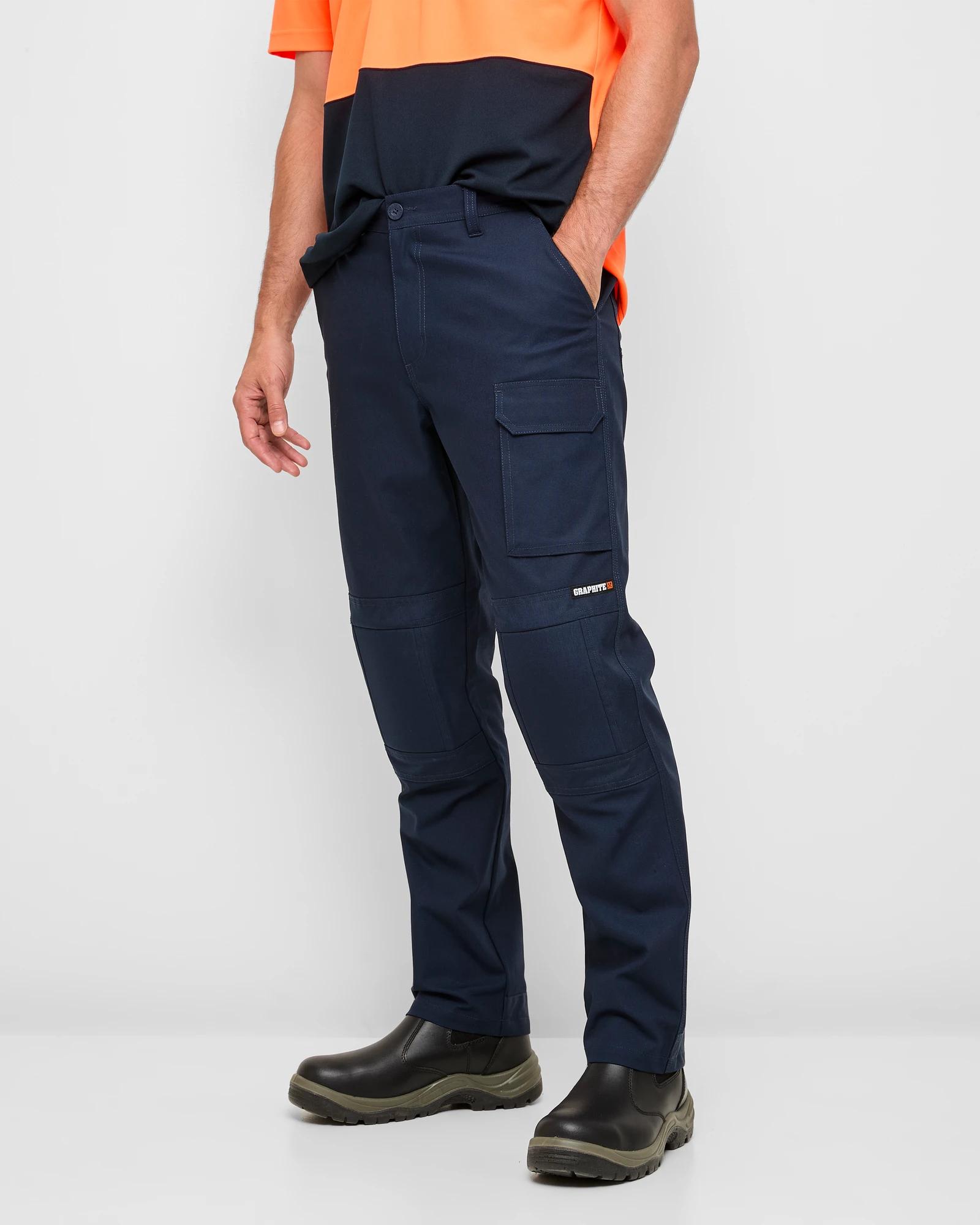 3 Australian Cotton Kneepad Work Performance Pants - Graphite NAVY BLUE, 3 of 5