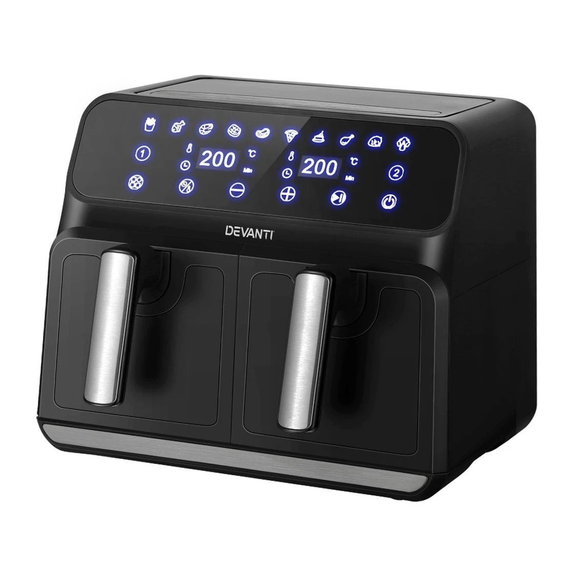 3 Devanti Air Fryer 8L Dual Zone Fryers - Black, 3 of 7