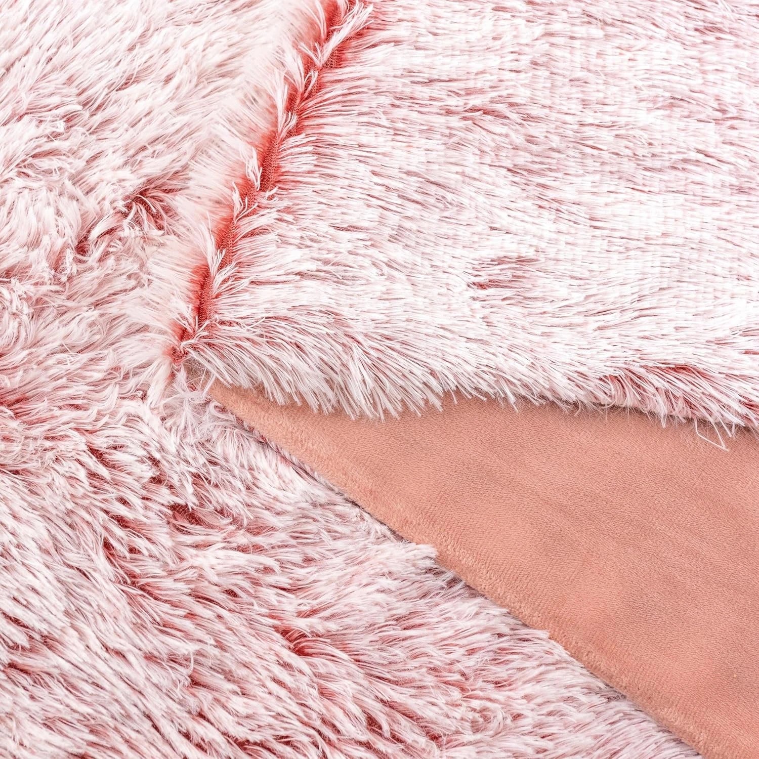 4 Gioia Casa Double-Sided Faux Fur Shaggy Throw Blanket Soft Warm Plush - Rose, 4 of 4