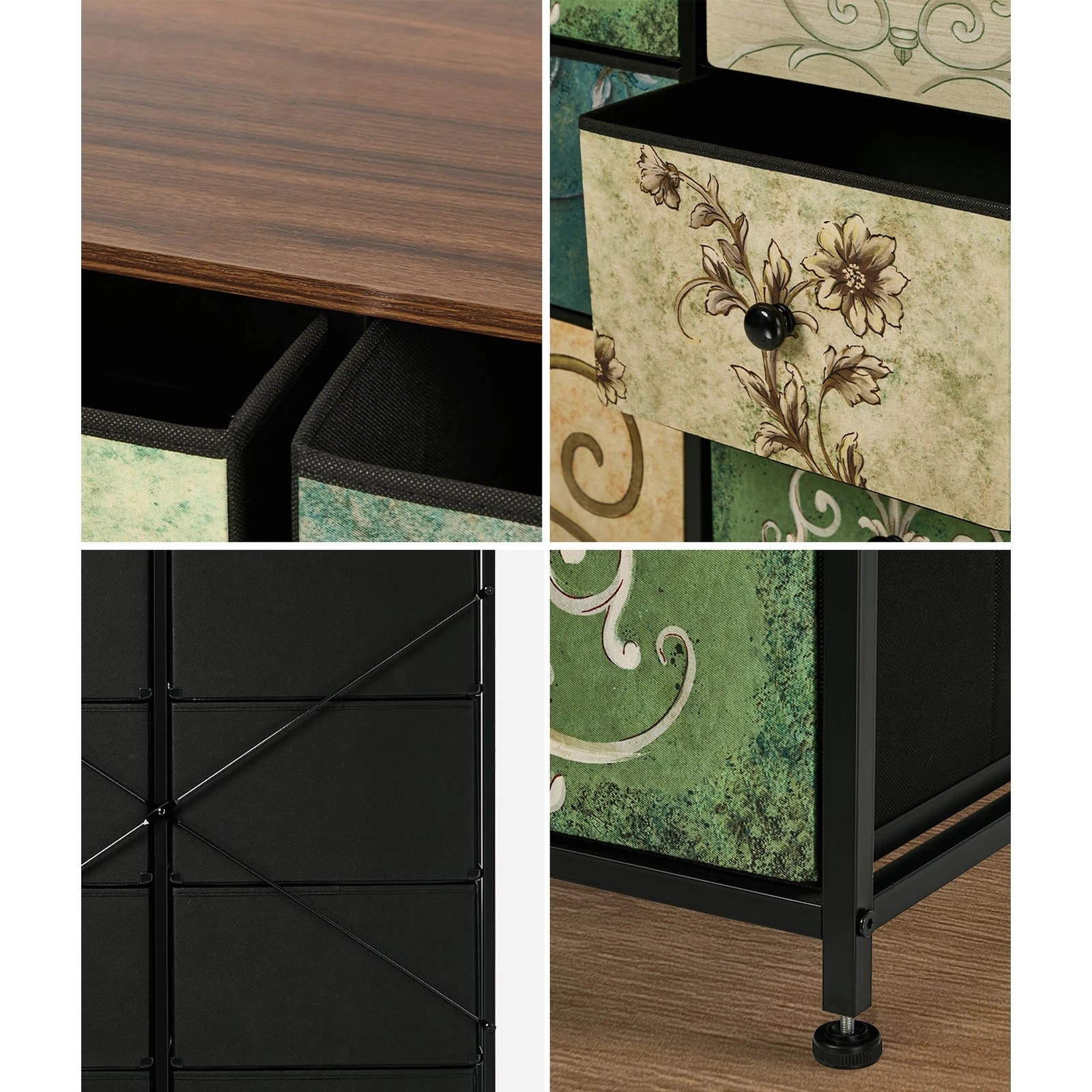 5 Oikiture 10 Chest of Drawers Fabric Storage Cabinet Tower Tallboy Retro Dresser - Multi, 5 of 6