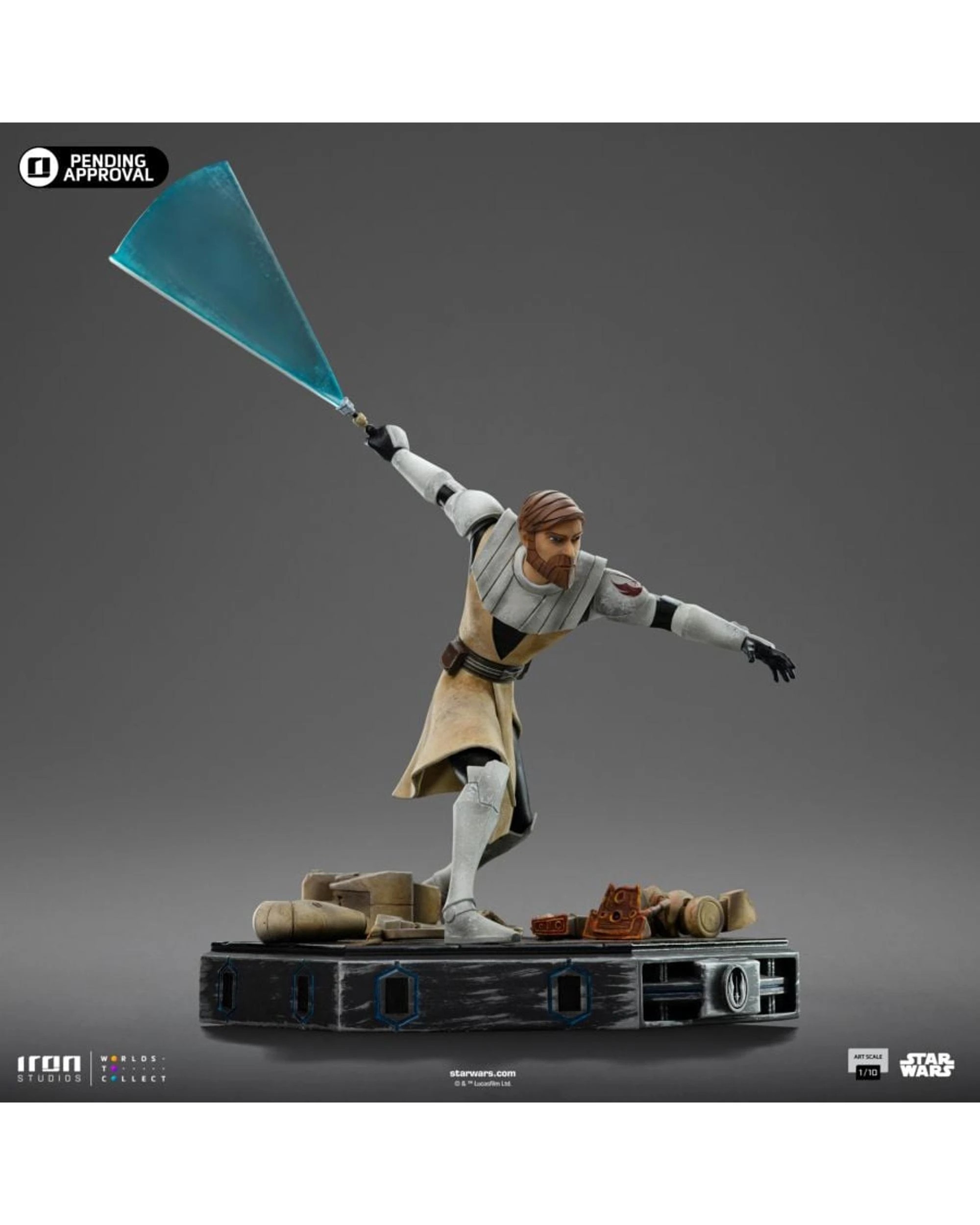3 Star Wars Clone Wars Obi-Wan Kenobi 1:10 Scale Statue, 3 of 10