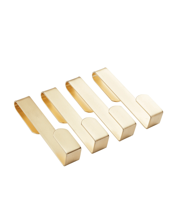 4 Pack Over The Door Hooks - Gold Look