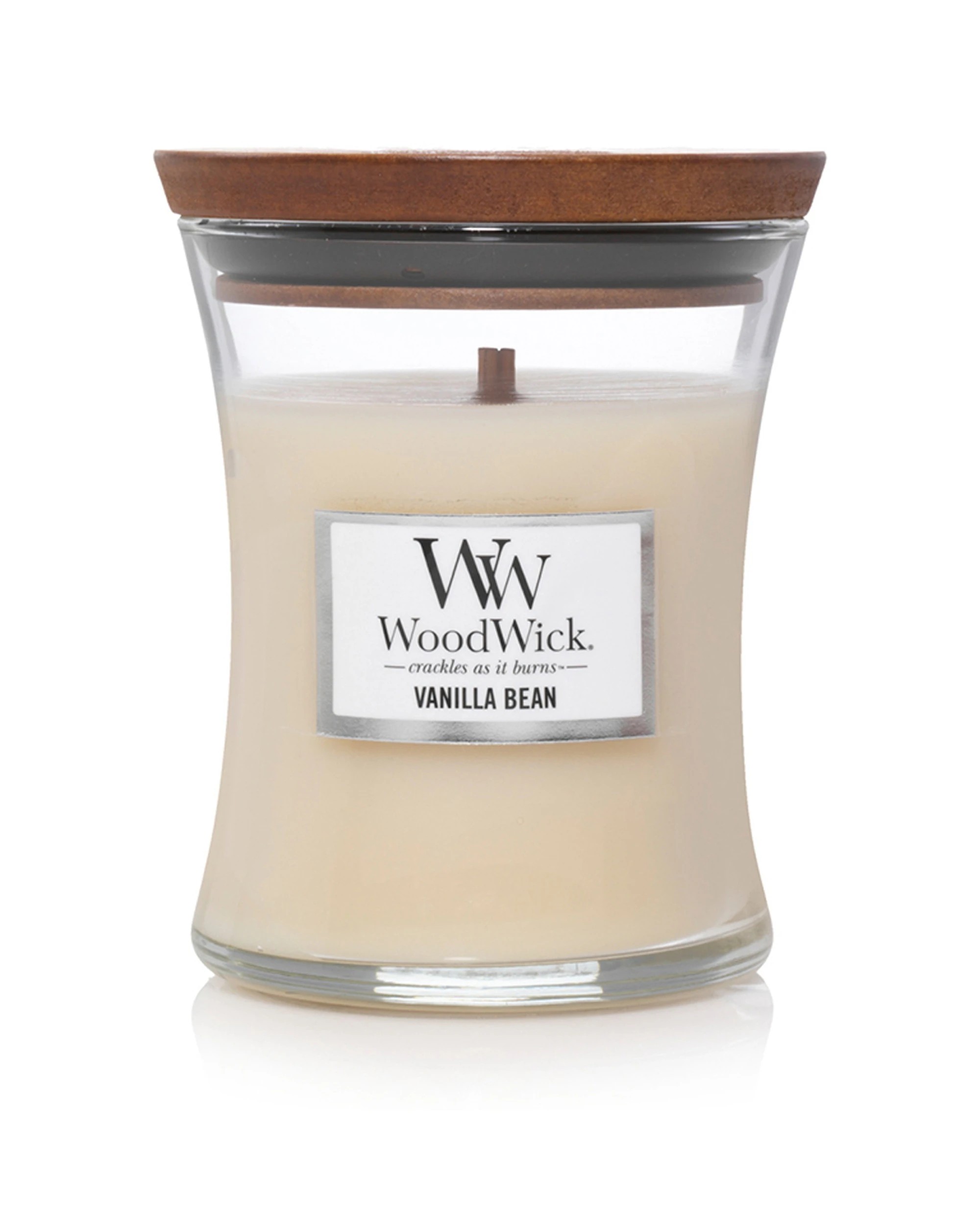 1 Woodwick Scented Soy Wax Candle Vanilla Bean Scented Home Fragrance Medium - White, 1 of 4