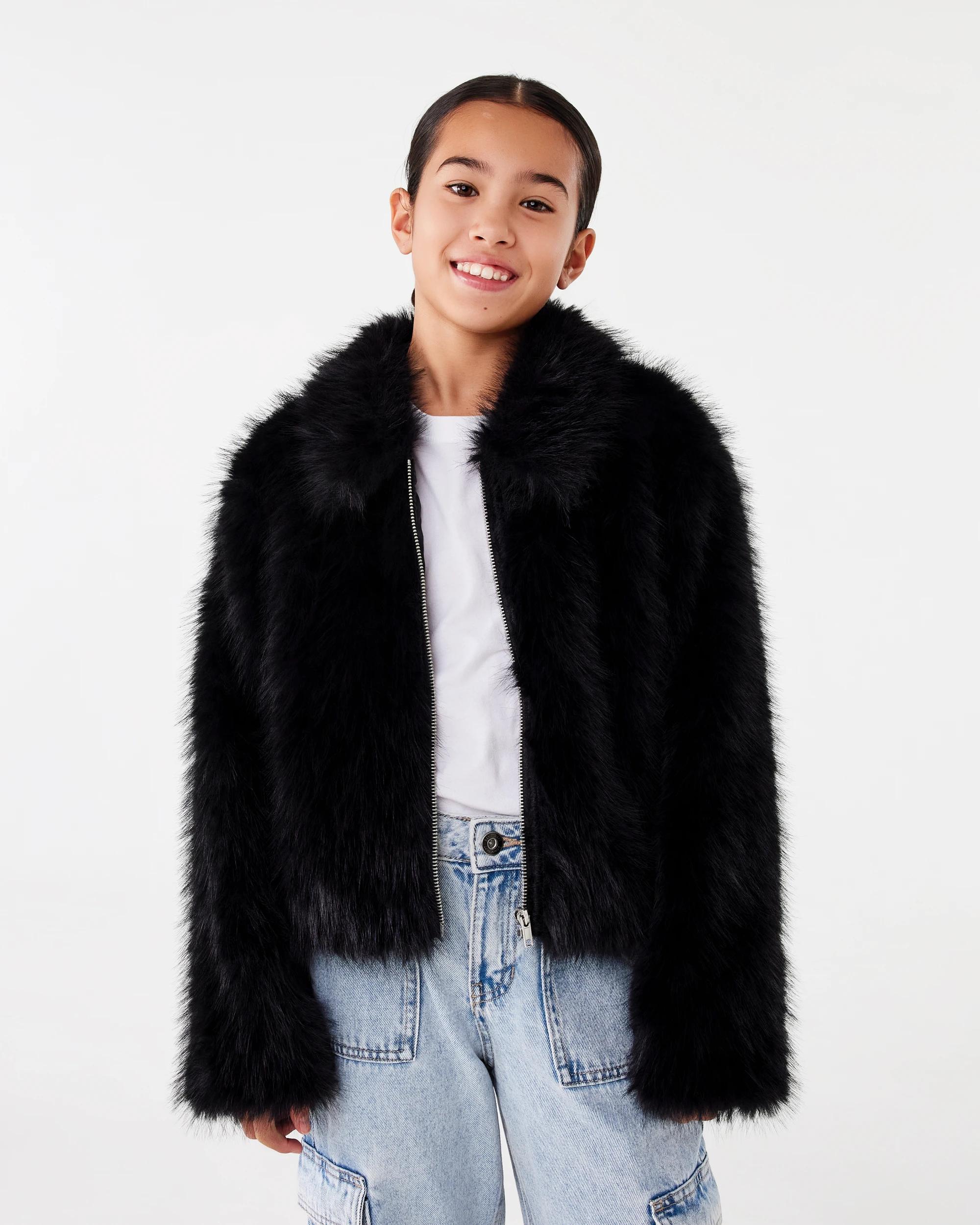 1 Faux Fur Jacket Black, 1 of 8