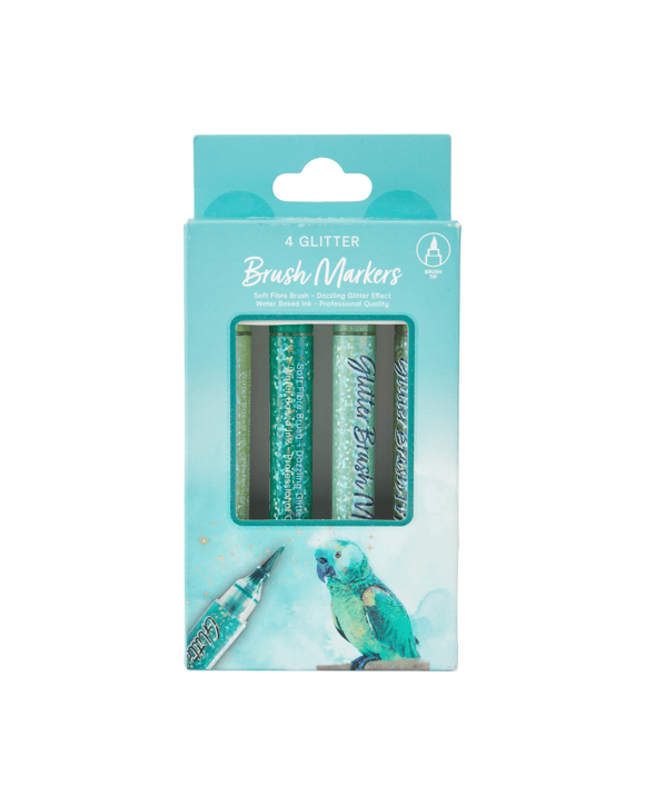 4 Pack Glitter Brush Markers